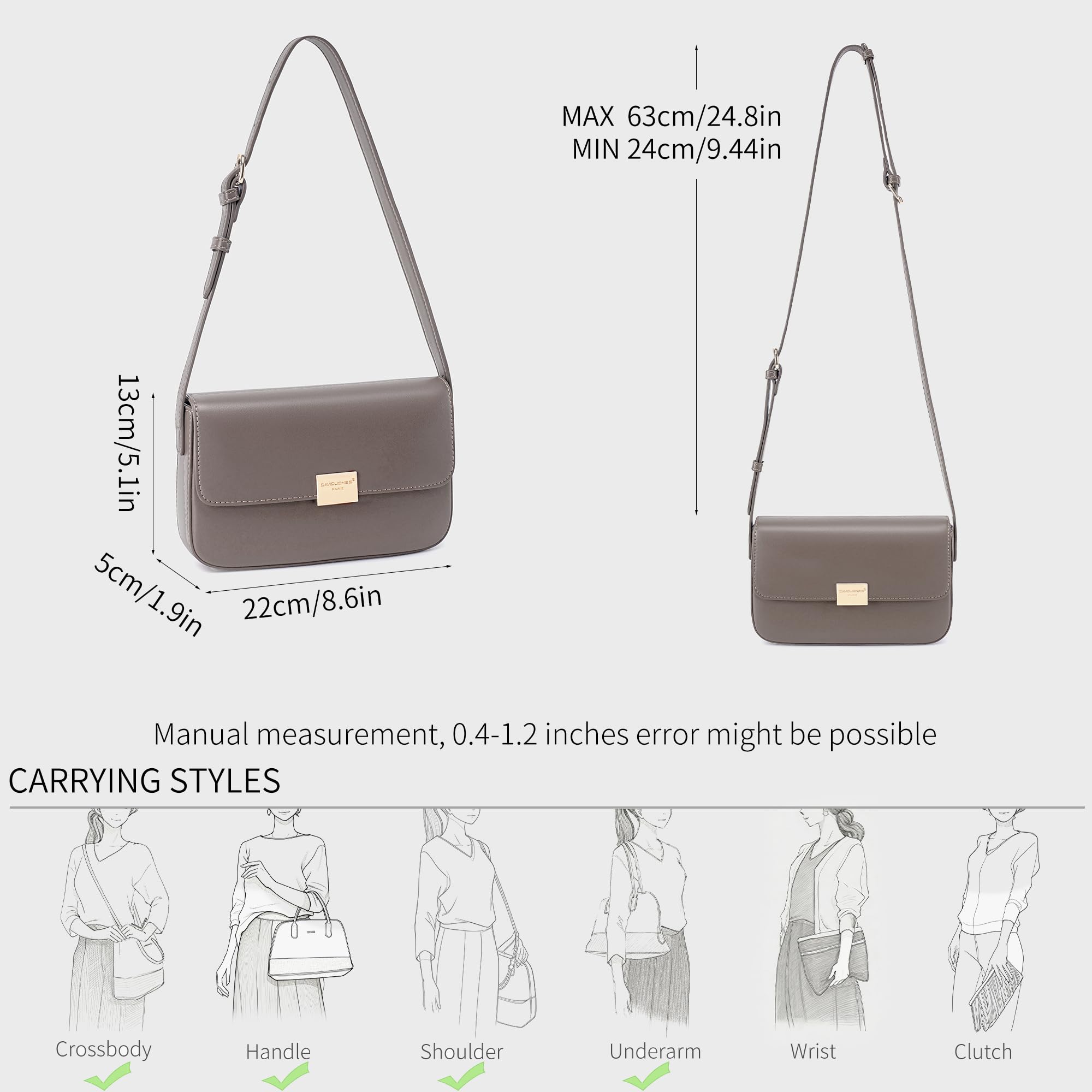 David Jones - Borsa a tracolla piccola da donna con aletta in pelle PU