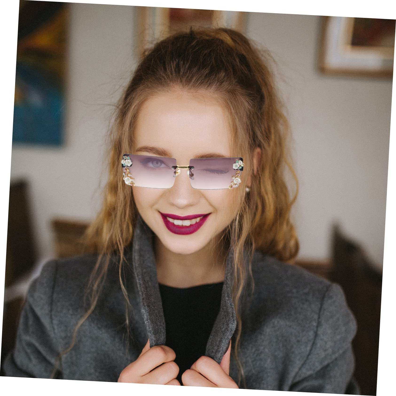 VALICLUD Sonnenbrille Kind Strass 4 Stück Sonnenbrille Modebrillen Spiegelgläser Strass Brille Damen Brille Neuheitsbrille Vintage- Trendiges Make-up-brille Maskerade Modische Brillen Black Stk