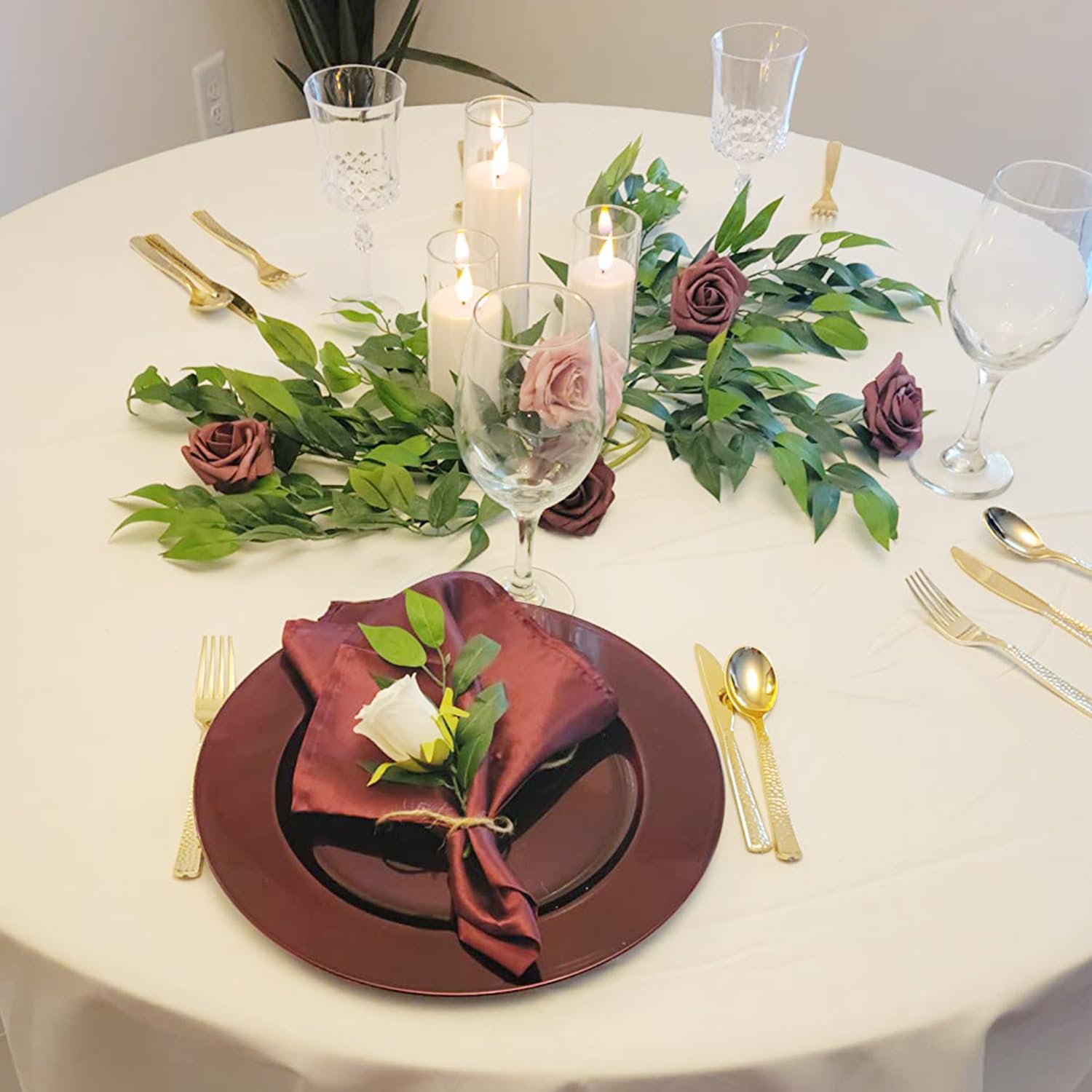 HUAHUA 20pcs Artificial Italian Ruscus Greenery Stems -Faux Green Leaf Garland Silk Greenery Leaves for DIY Wedding Arch Bouquet Filler Table Centerpieces Home Indoor Decor - Image 7