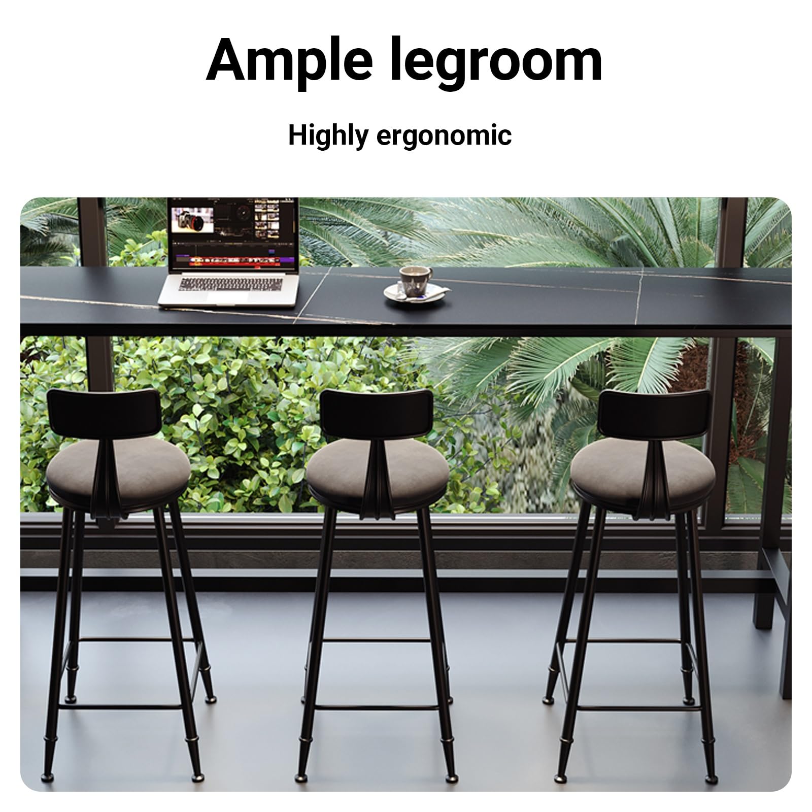 Table étroite industrielle en ardoise de 99,8 cm de haut pour cuisine, café, restaurant, balcon – Pas besoin de tabourets, finition blanche élégante