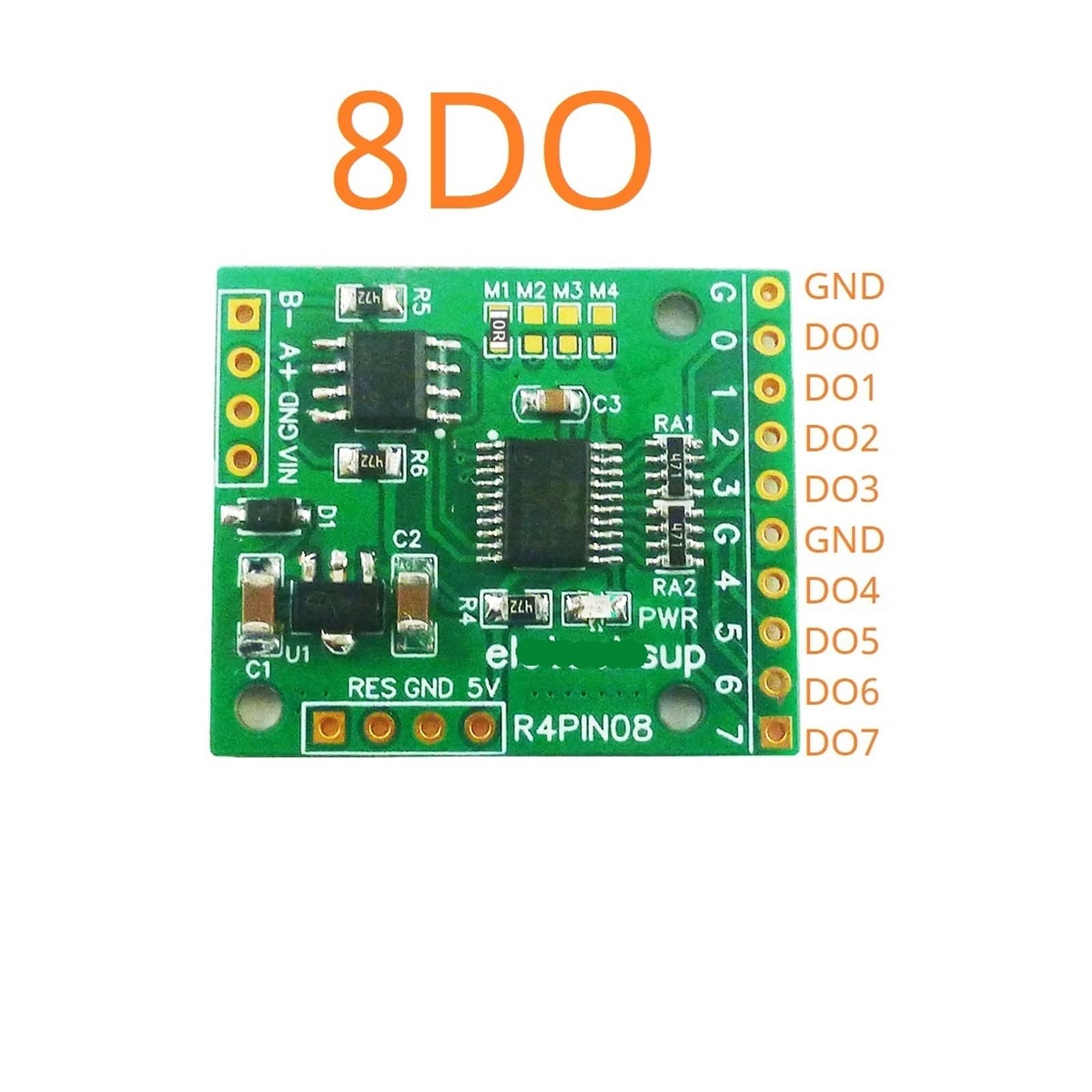 Modulo relè PLC Scheda di espansione 8CH DC 5V 12V 24V Modbus di ingresso e uscita PLC HMI IO Scheda di espansione R4PIN08 RS485 Scheda centrale pin da 2,54 mm(8DO,Only Board)