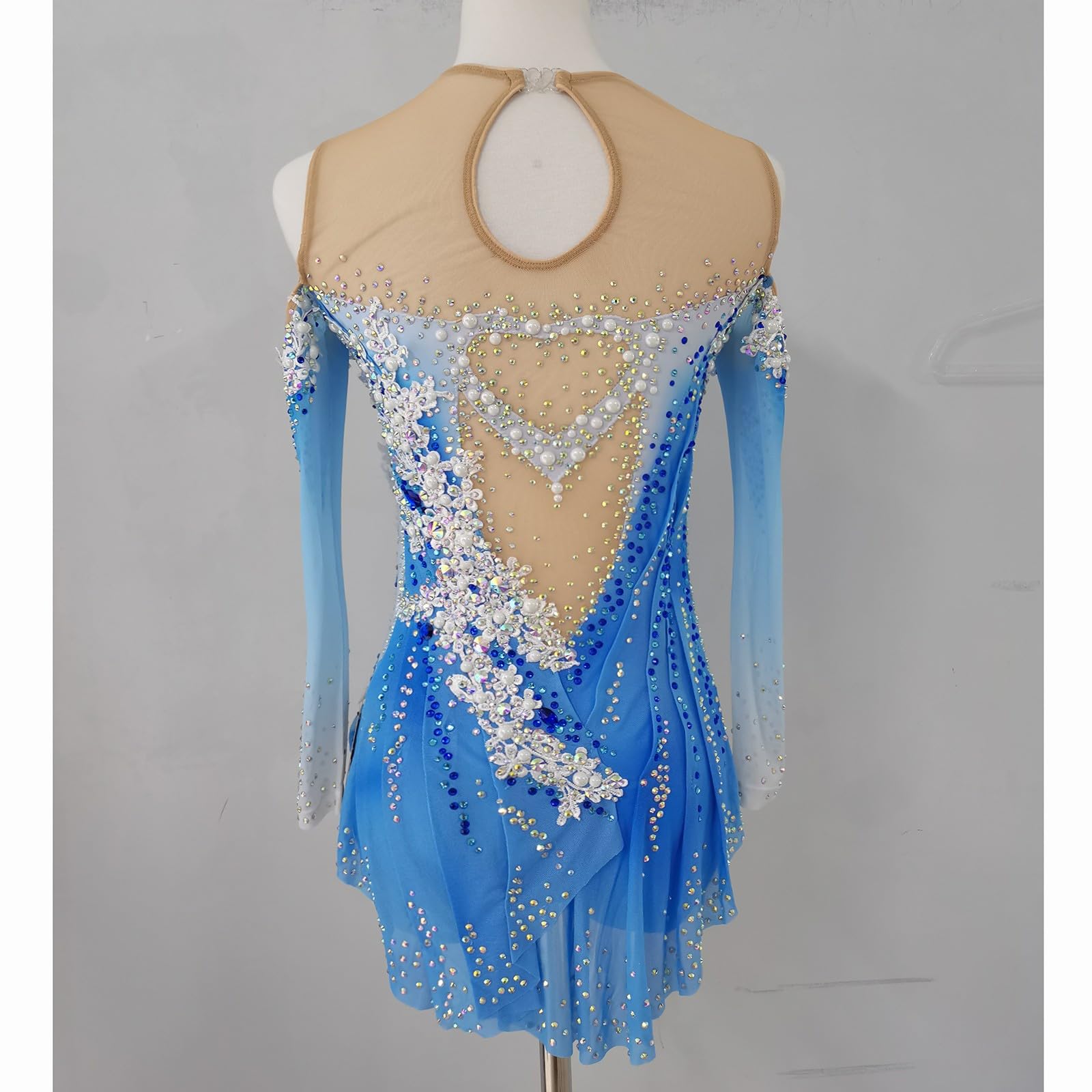 LIUHUO Maillot de Gimnasia rítmica, a la Moda, cómodo, Azul, Manga Larga, competición