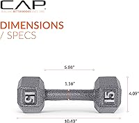 Vista 192 de CAP Barbell Mancuerna hexagonal de hierro fundido Múltiples opciones Negro