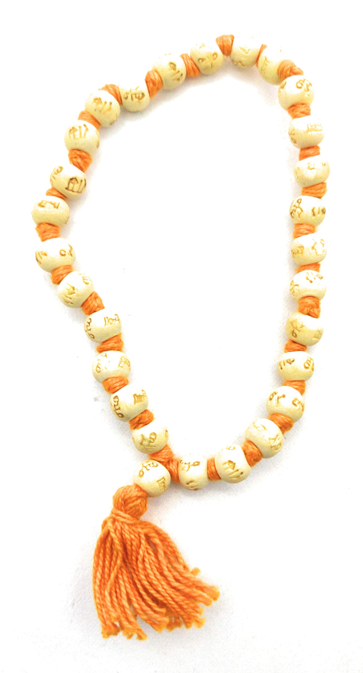 Handmade 27+1(Ram Written) Holy Tulsi mala for |Wearing||Japa|Chanting||Mantra||Puja|.Unisex Wooden Basil Rosary,White Thread,(Length:4-5" inch Bead Size: 6mm);Ach243-image-25