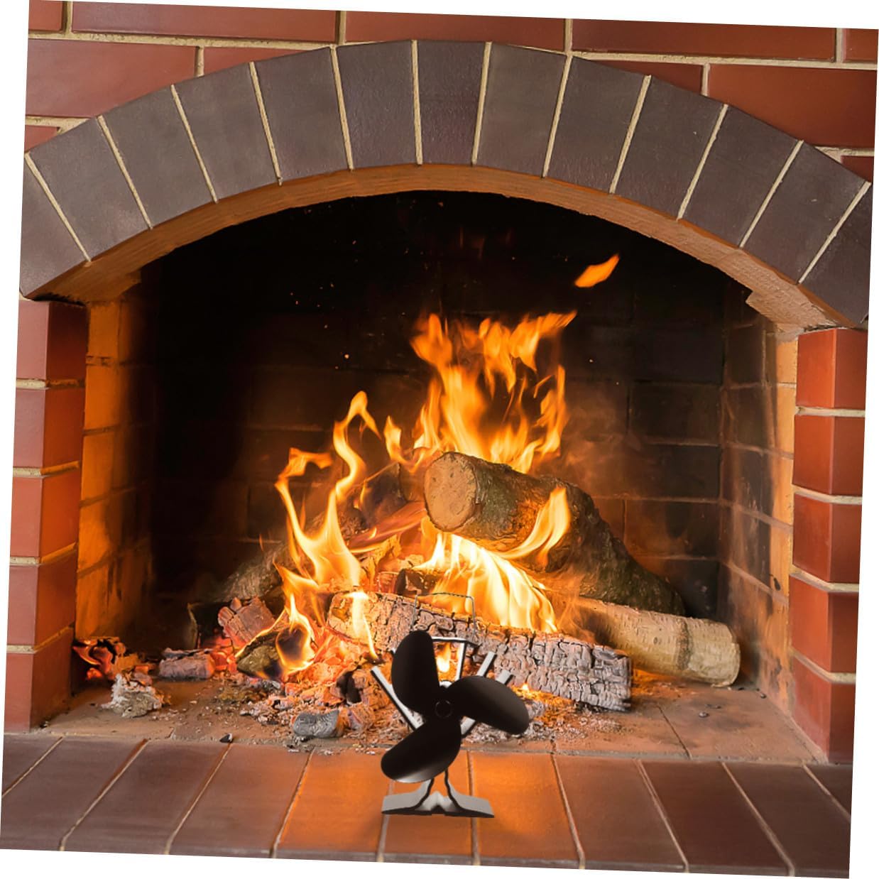 Heat Powered 3-blade Stove Fan Metal Fireplace Fan for Home Heating and Indoor Air Circulation