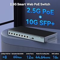 Sodola 8 Port 2.5G Menedzselhető PoE Switch 120W - 1x 10G SFP+ & 4x 2.5G PoE Port, 90W Max Teljesítmény, IEEE802.3af/at/bt, Asztali & Fali H 4