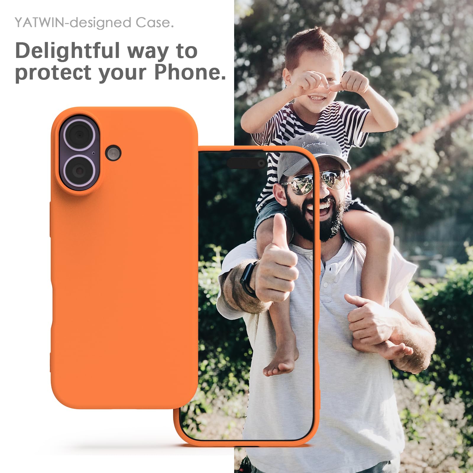 YATWIN Silicone Case for iPhone 17, Soft-Touch, Shockproof, DustProof, Antiskid Phone Cover for Apple iPhone 17 - Orange — Amazon image 2