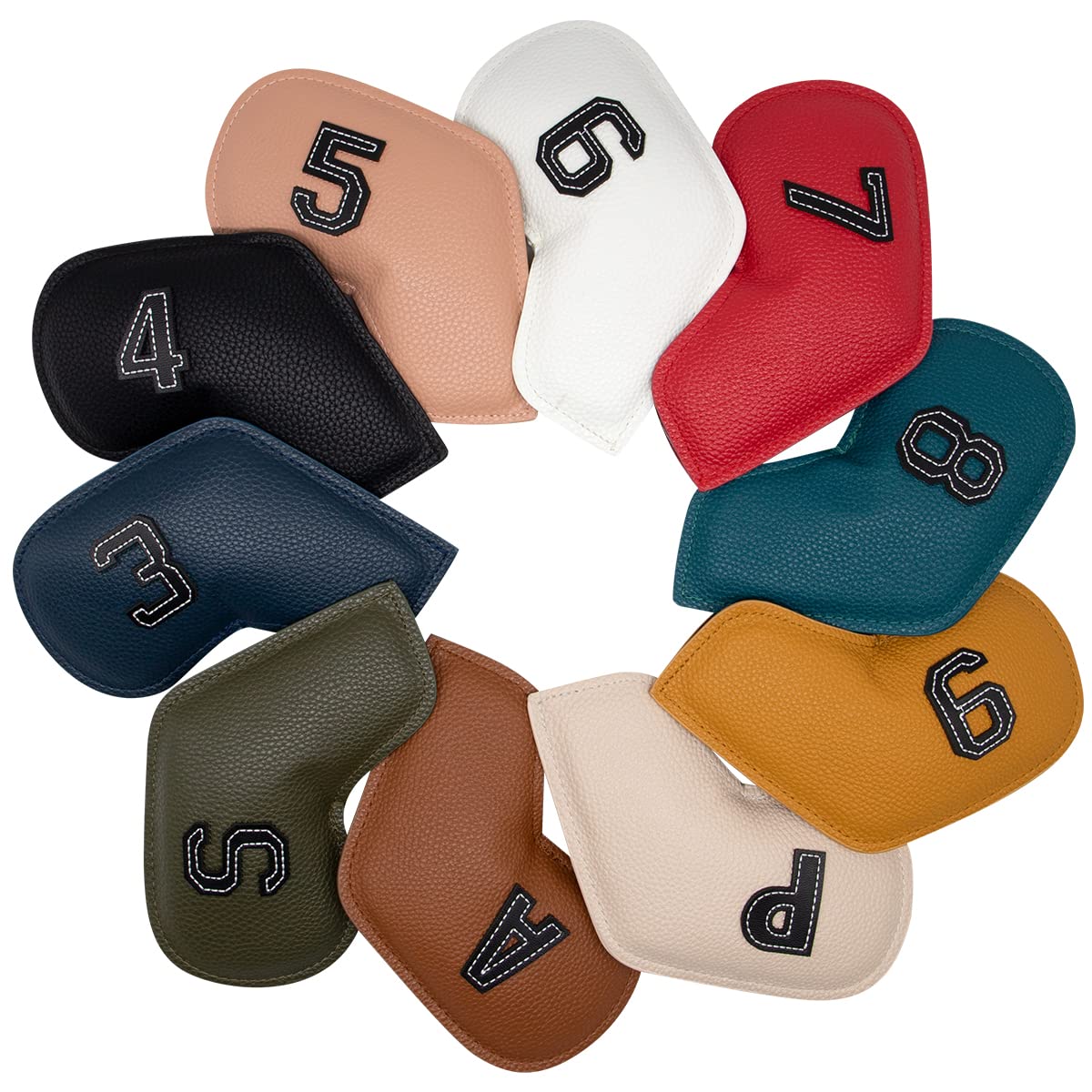 Fundas Palos De Golf Cubiertas de cabeza de hierro de golf Cubiertas de cúbitos de club de golf del borde petrolero cubiertas de cabeza de cuña con multicolor 3-9 ASP 1 0pcs Funda Driver Golf(Brown)