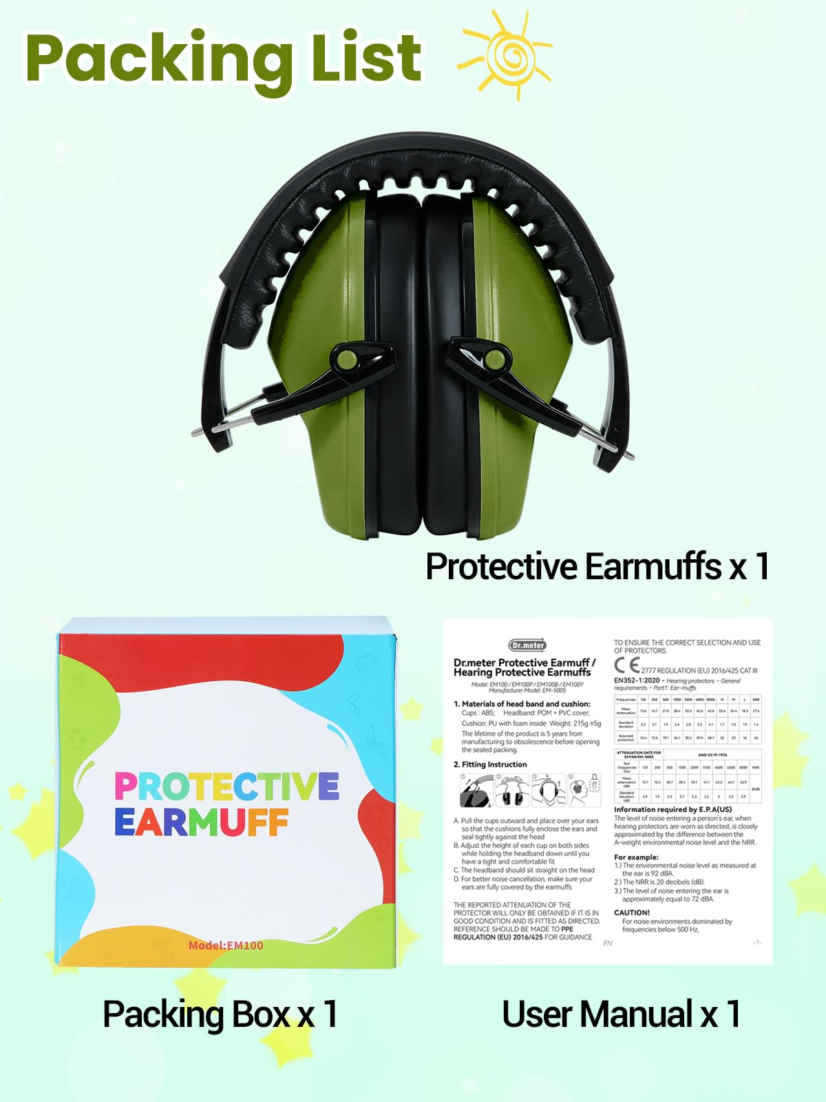 Dr.meter Noise Cancelling Headphones for Autism, Noise Reduction Ear Muffs view 9
