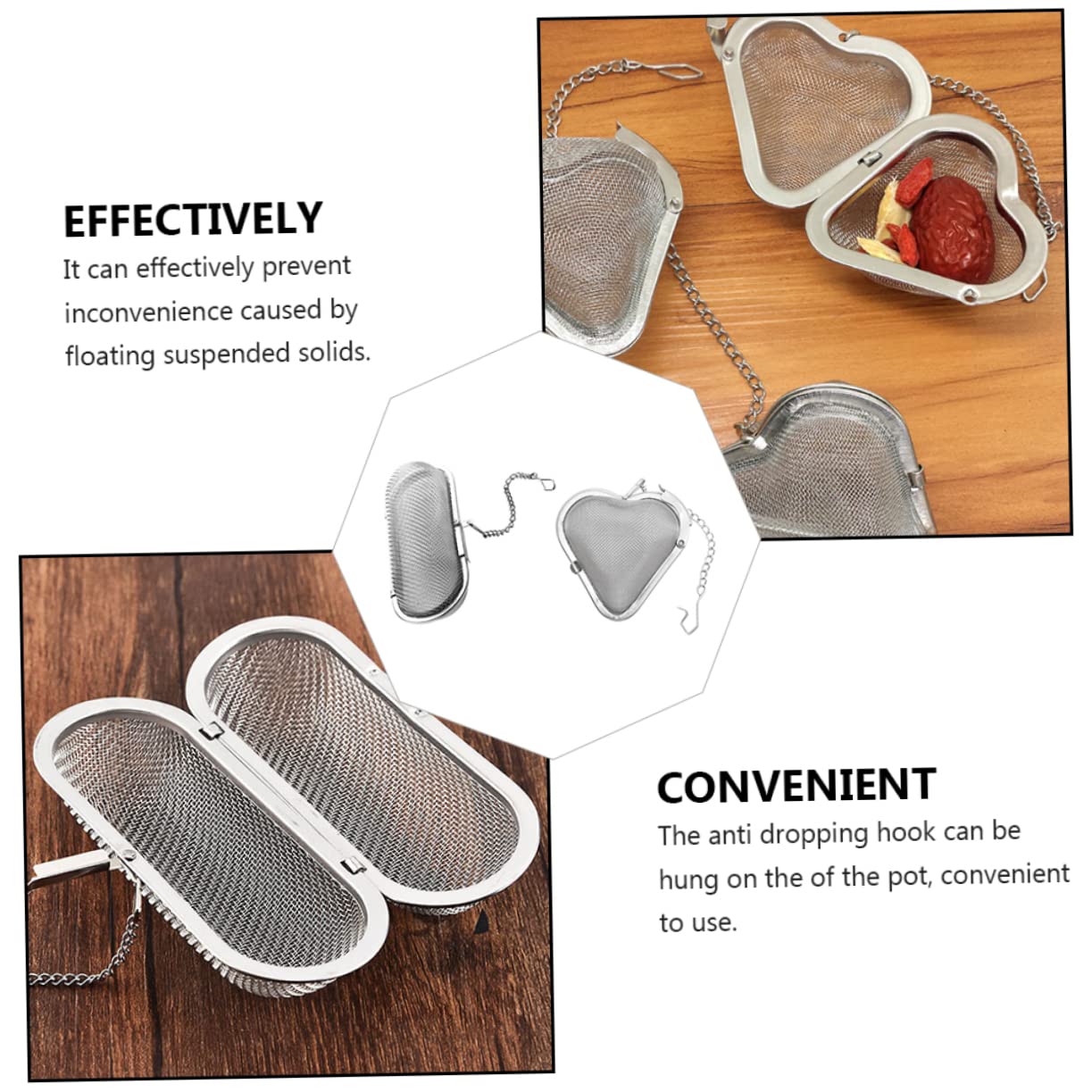 JECOMPRIS 2Pcs Stainless Steel Spice Balls Versatile Loose Leaf Tea Strainer Seasoning Filter Easy to Clean for Home Cooking Infusing Tea
