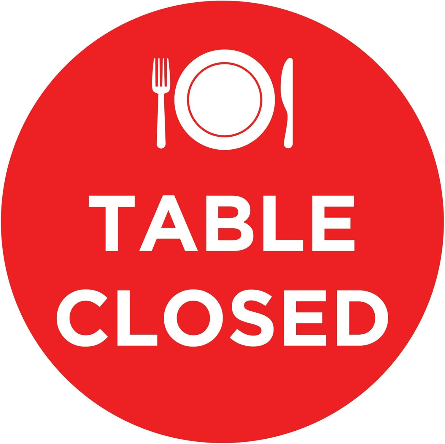 Table Closed Social Distancing Vinyl Decal 12" Circle