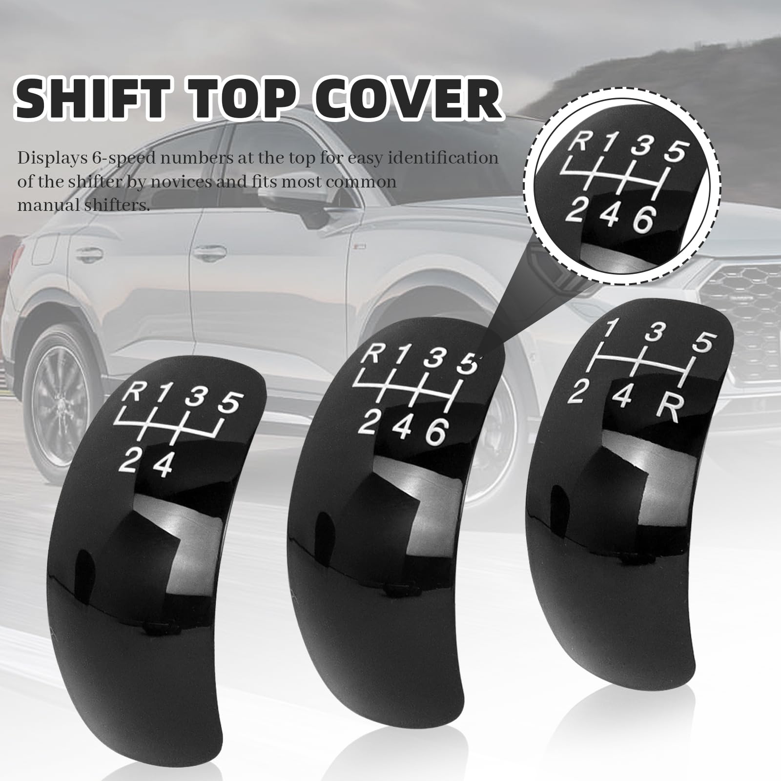 Pommeau Levier Vitesse Universel - Aluminium Noir - 5 Vitesses - Pour Voiture