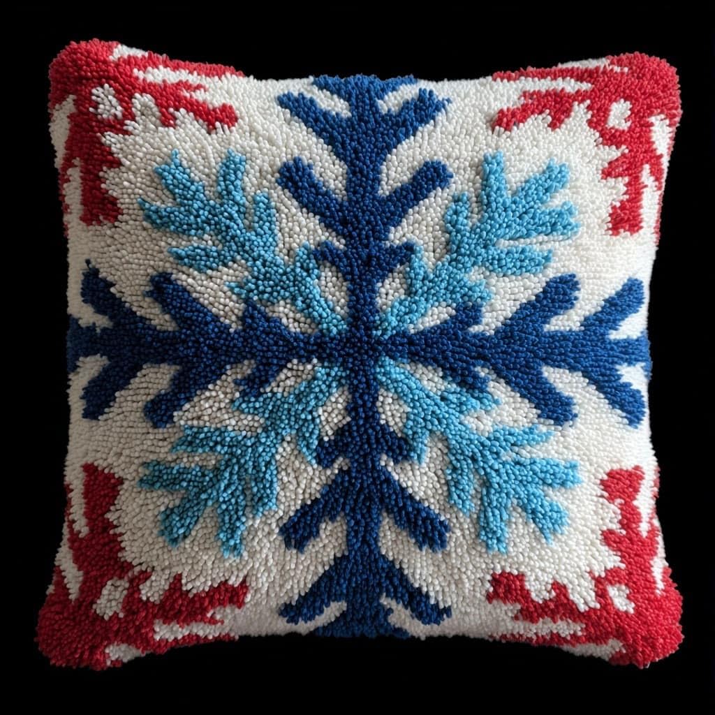 Henypt Latch Hook Pillow Case Kits, Snowflake