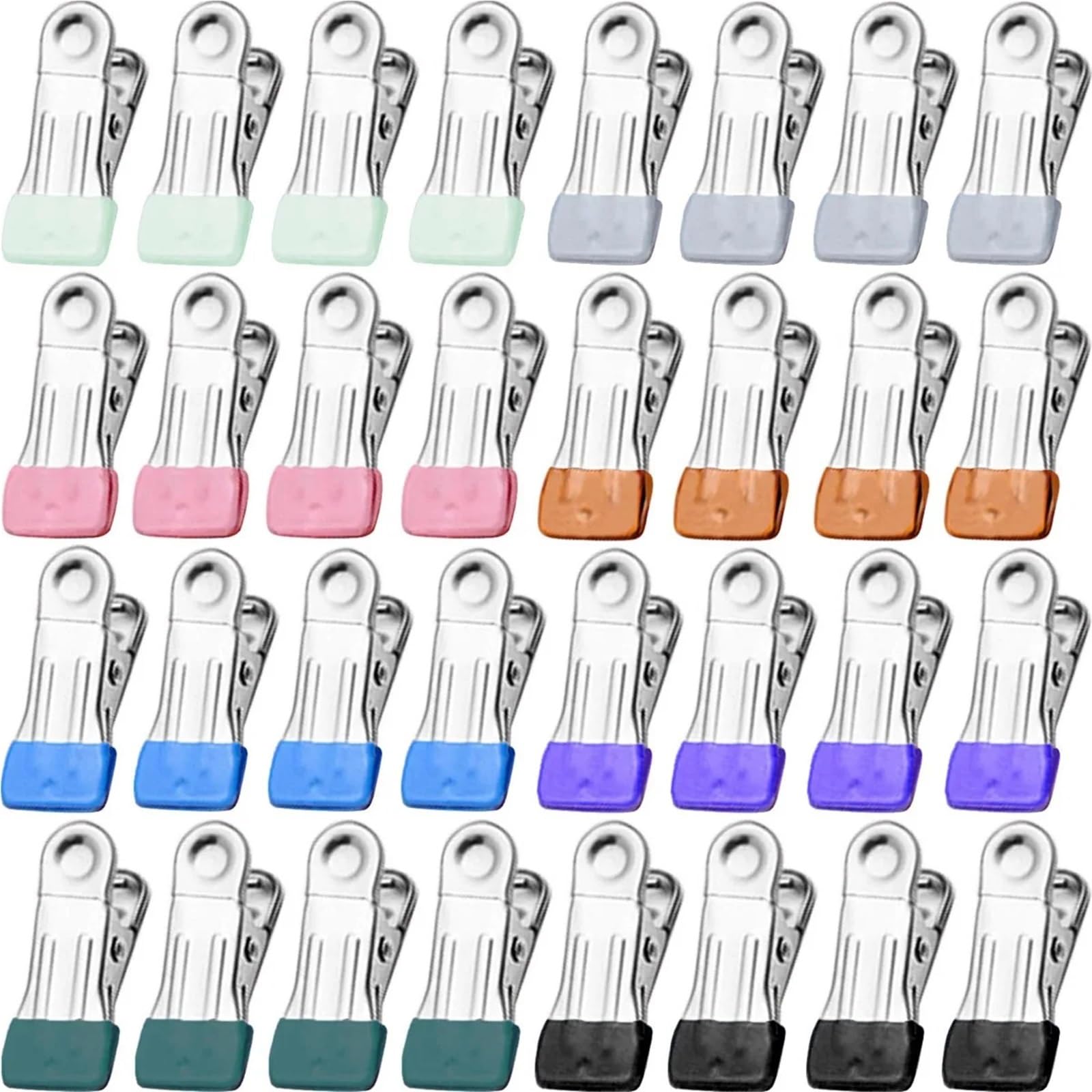 Clothes Pegs 30pcs Clothes Pins Heavy Duty Metal Chip Clips Clothespins for Photo Clothesline Laundry Sock Clips Stainless Steel with Rubber