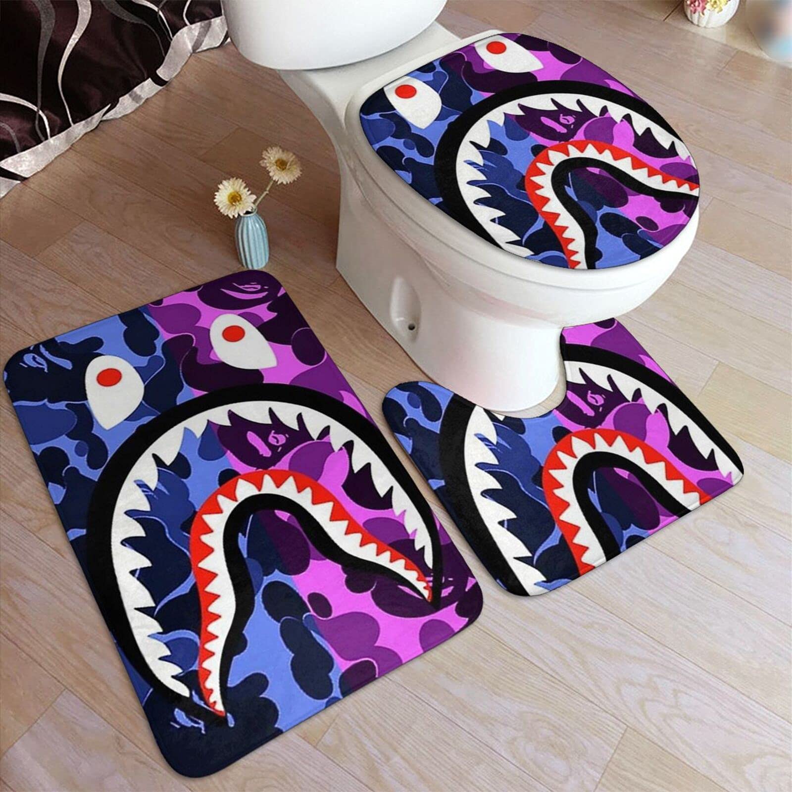 Bape Shark Bathroom Carpet Non Slip Piece Toilet Mat