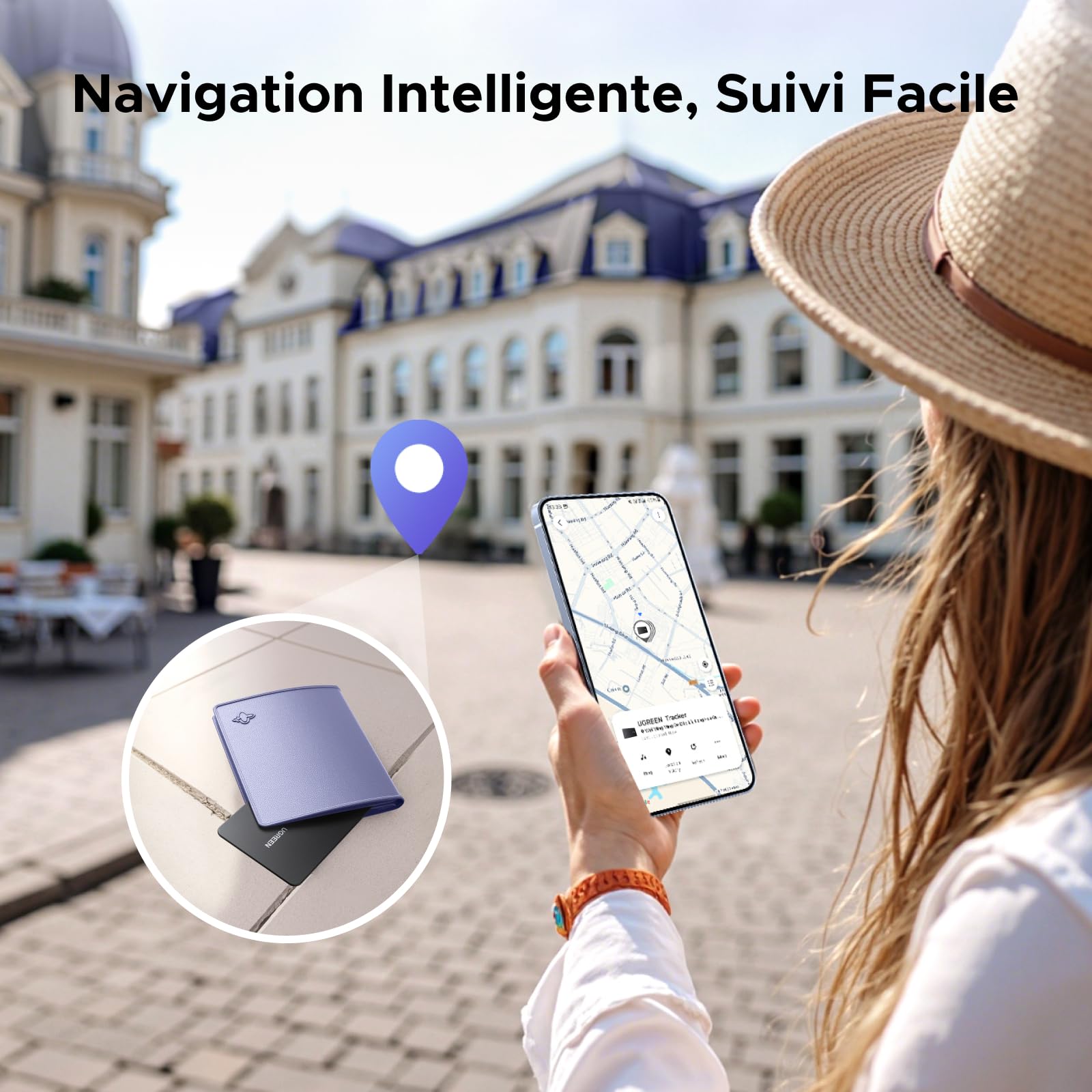 UGREEN FineTrack Slim S Smart Tag Wallet Tracker Galaxy Uniquement Traqueur Bluetooth Ultra Fin 1.7mm Étanche IP68 1 an Compatible avec SmartThings pour Portefeuille Clés Bagages Valise