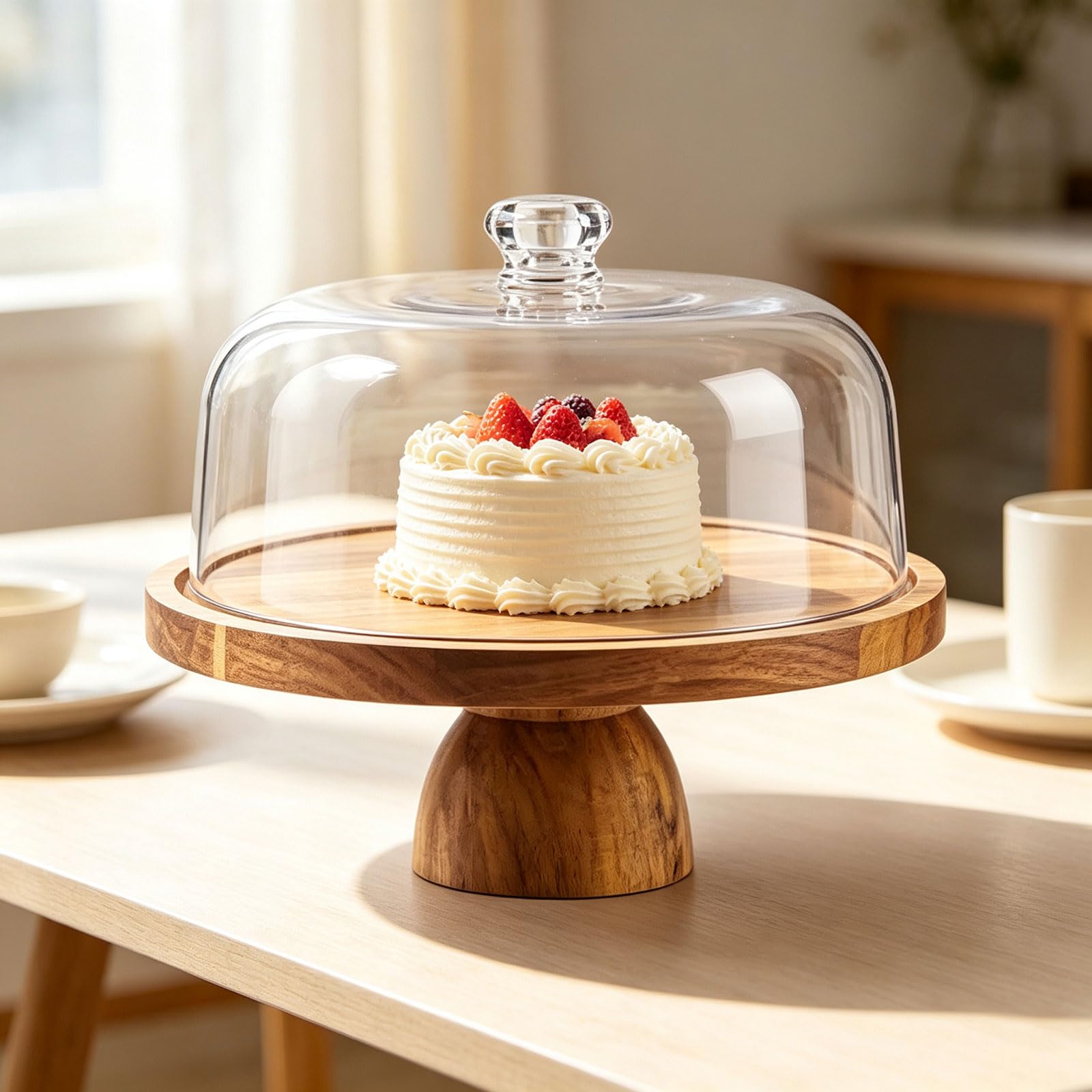 Generisch Home Dessert Serviertablett aus Holz für Kuchen, XZB