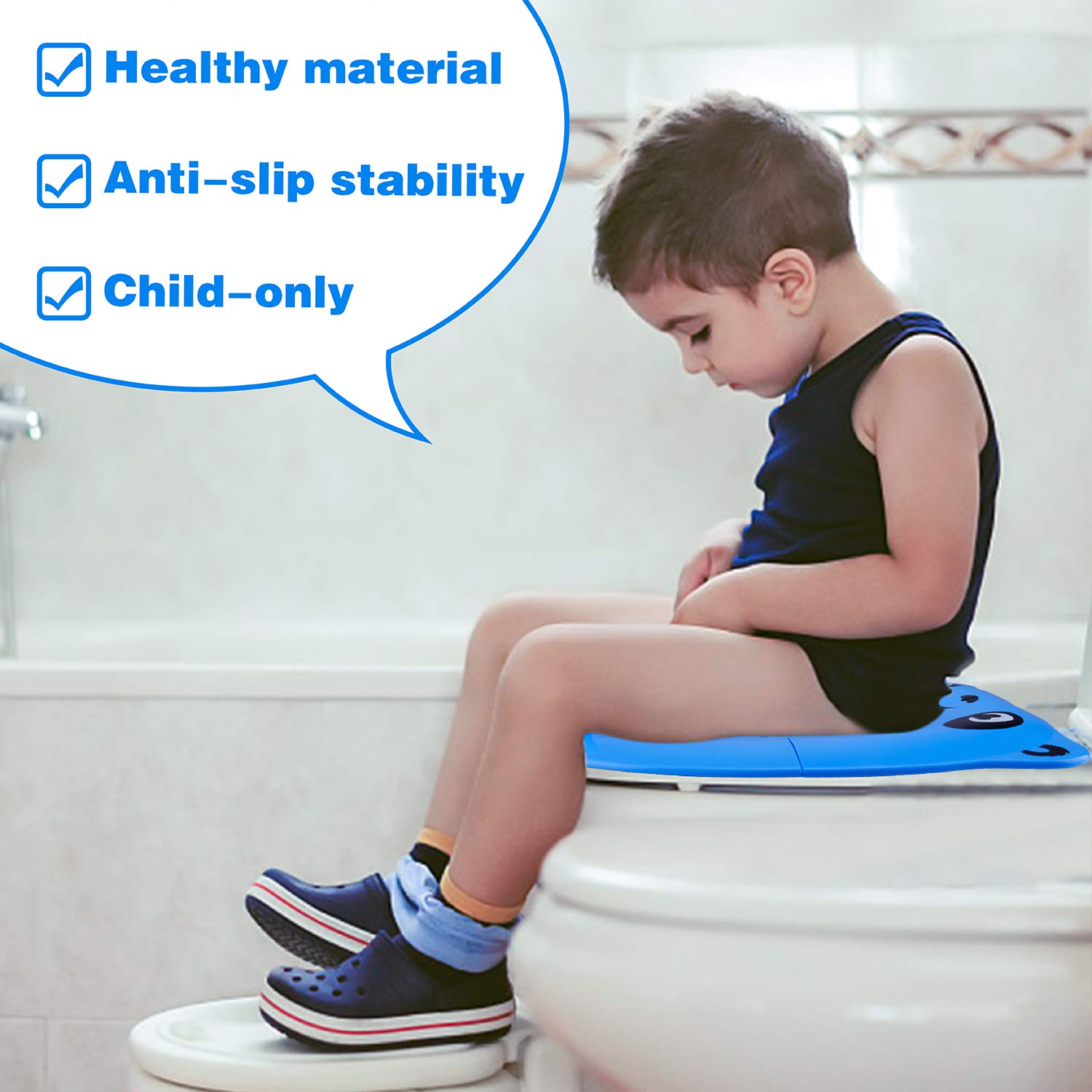 Upgrade Portable Potty Seat with Splash Guard for Toddler, Foldable Travel Potty Seat with Carry Bag, Non-Slip Pads Toilet Potty Training Seat Covers for Baby, Toddlers and Kids (Blue) : Baby