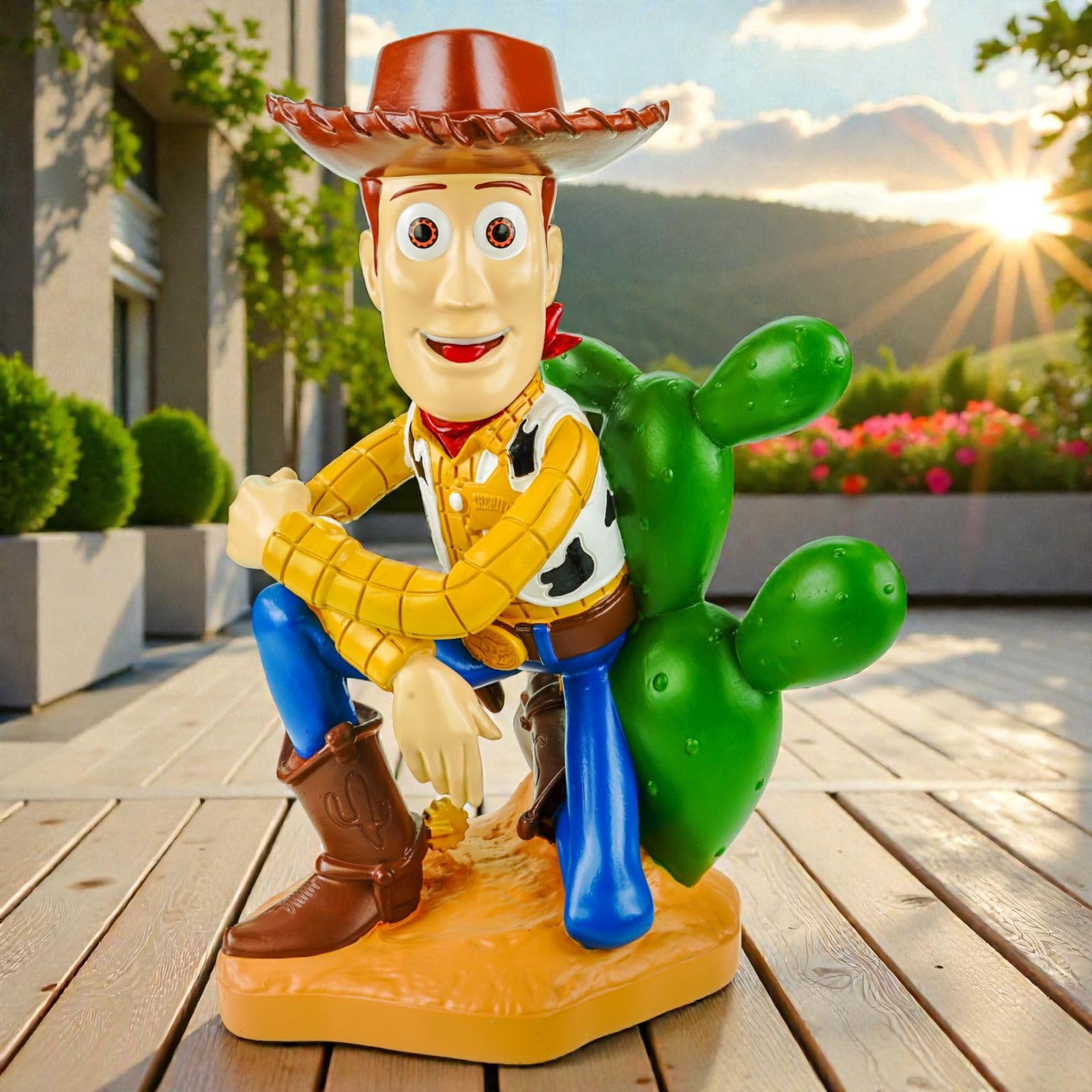 Statuetta da giardino Woody Toy Story con licenza ufficiale Disney 41 cm Polyres | Grande personaggio da collezione per giardino, terrazza e balcone | Decorazione Pixar ricca di