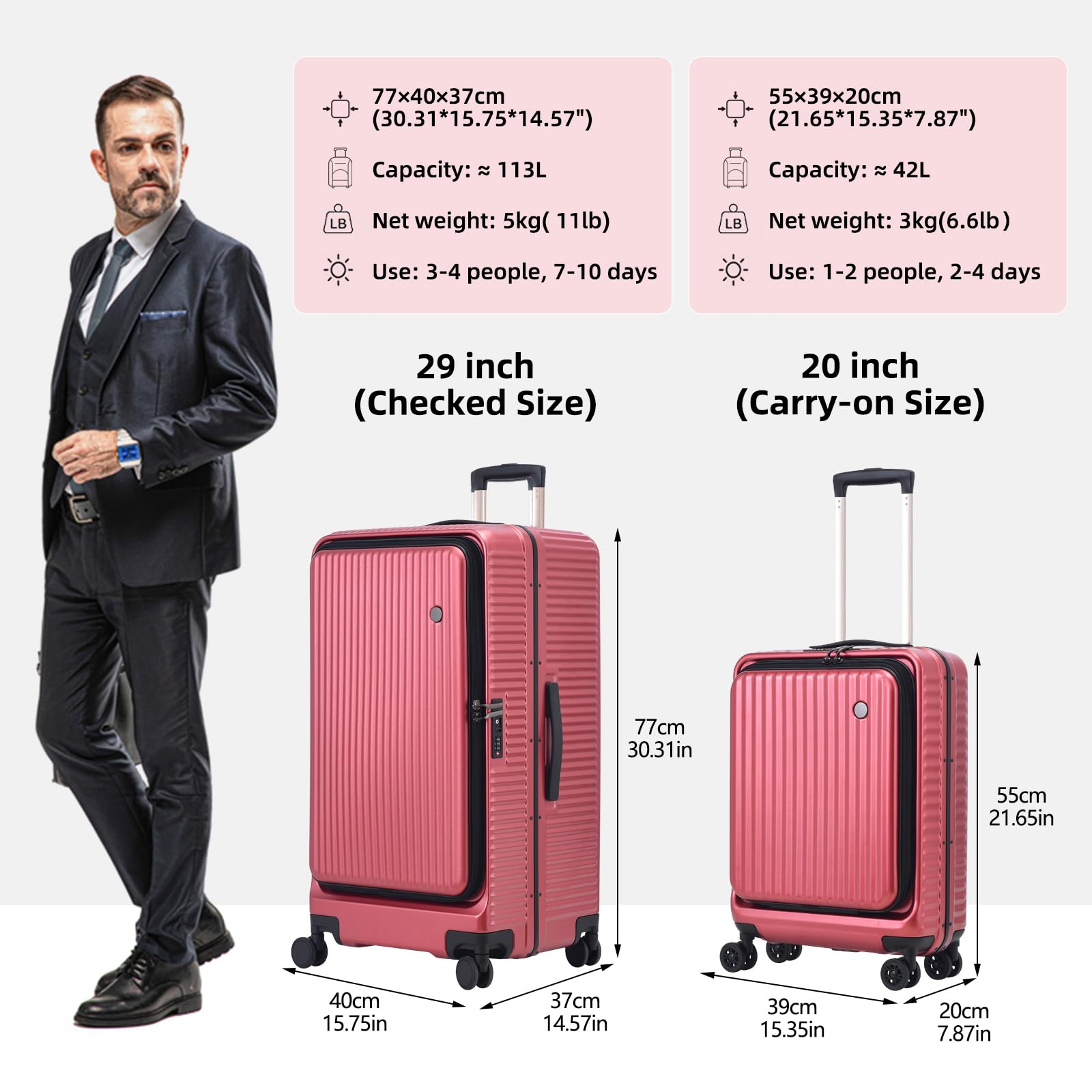 Image secondaire de Ensemble de Valises en Aluminium TydeCkare - 2 Pièces Rouges avec Serrure TSA