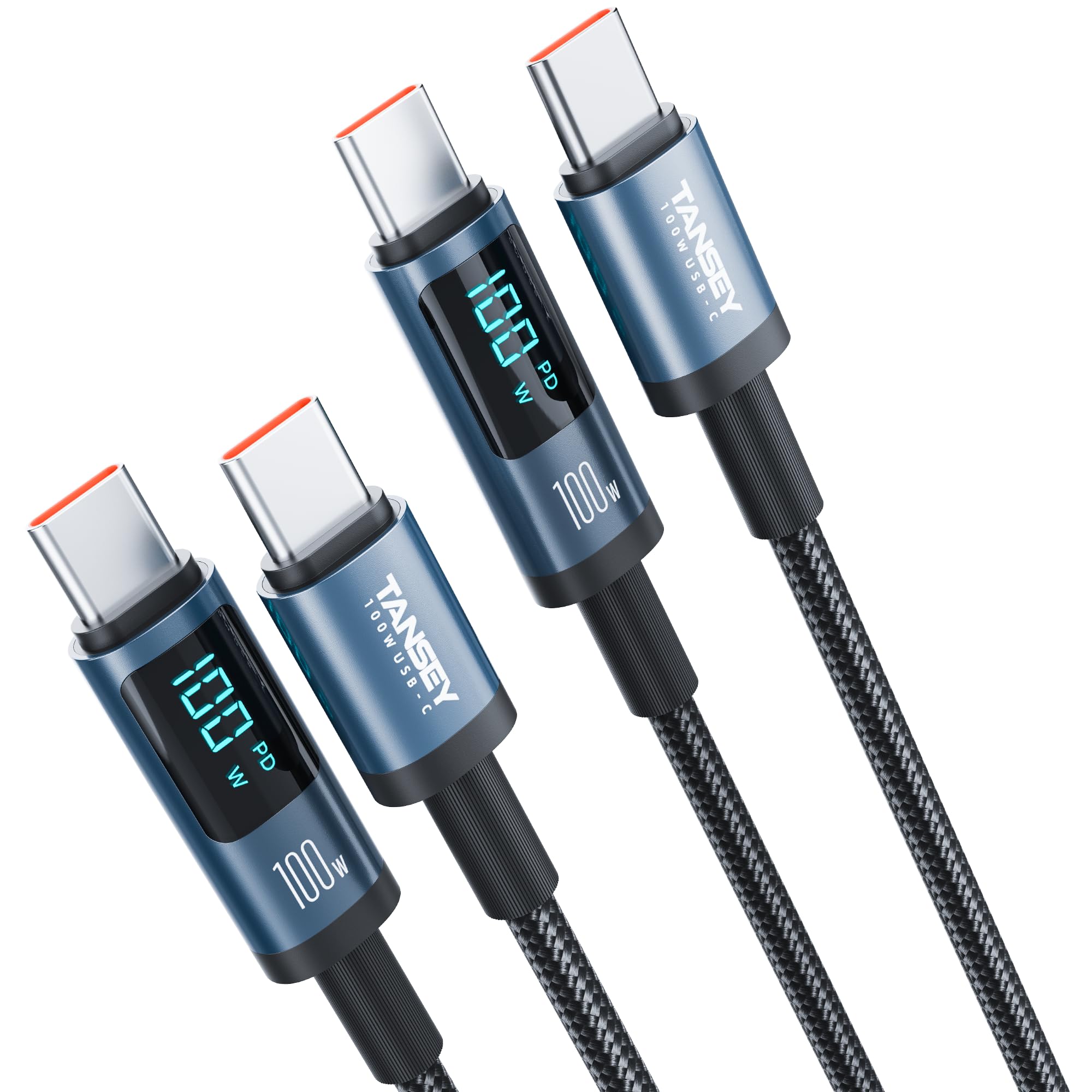 Cable USB C a USB C, 100 W, paquete de 2 cables de carga USB C para iPhone 16/16 Plus/16 Pro/16 Pro Max/15, MacBook Pro, iPad Pro, Dell XPS, Samsung Galaxy S24/S23/S22 Ultra, Switch, Pixel, 3.3 pies,