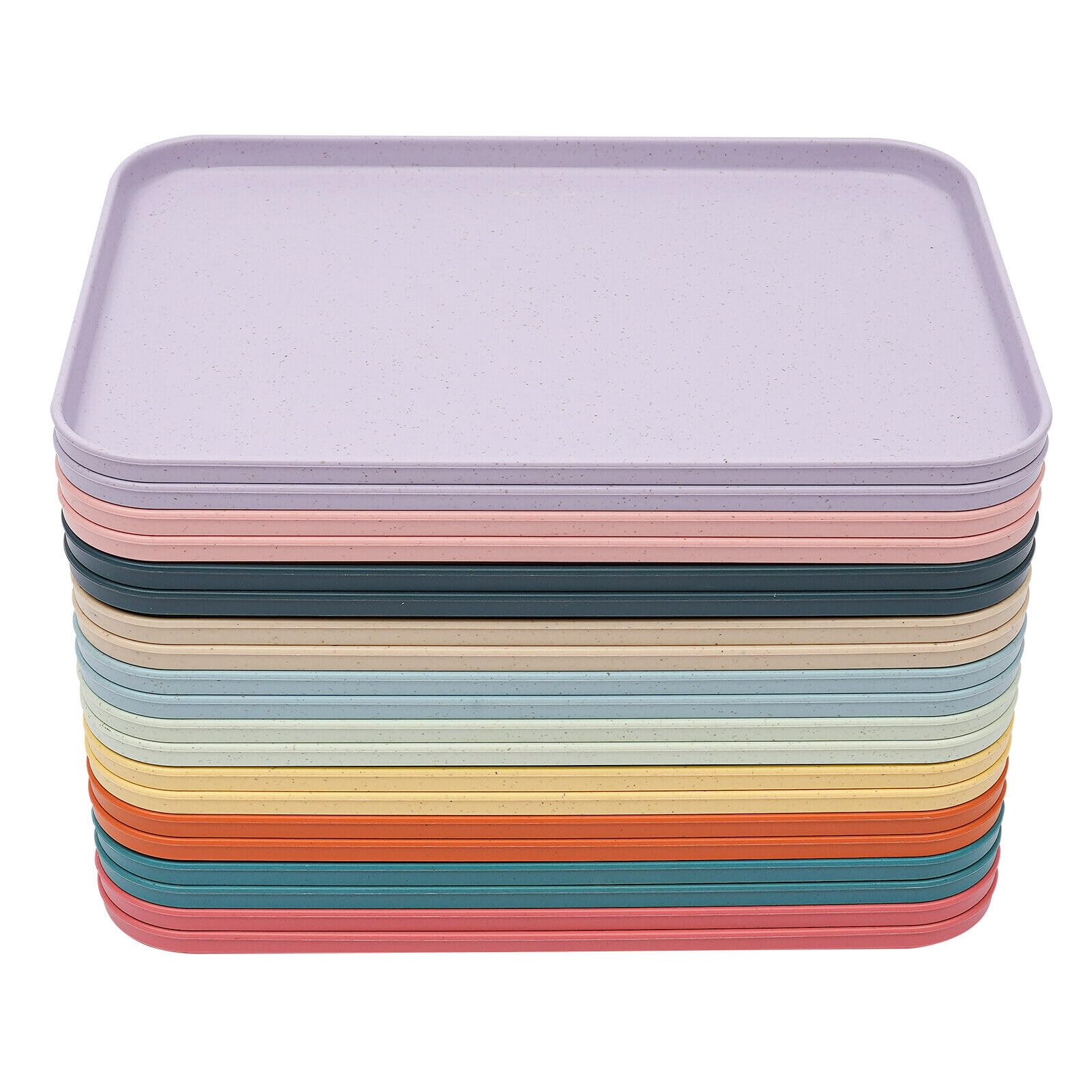 LEXININ Confezione da 5 vassoi in plastica per fast food, 41 x 30 cm, colore rosso, rettangolari, per ristoranti, caffetterie, bevande, cibo