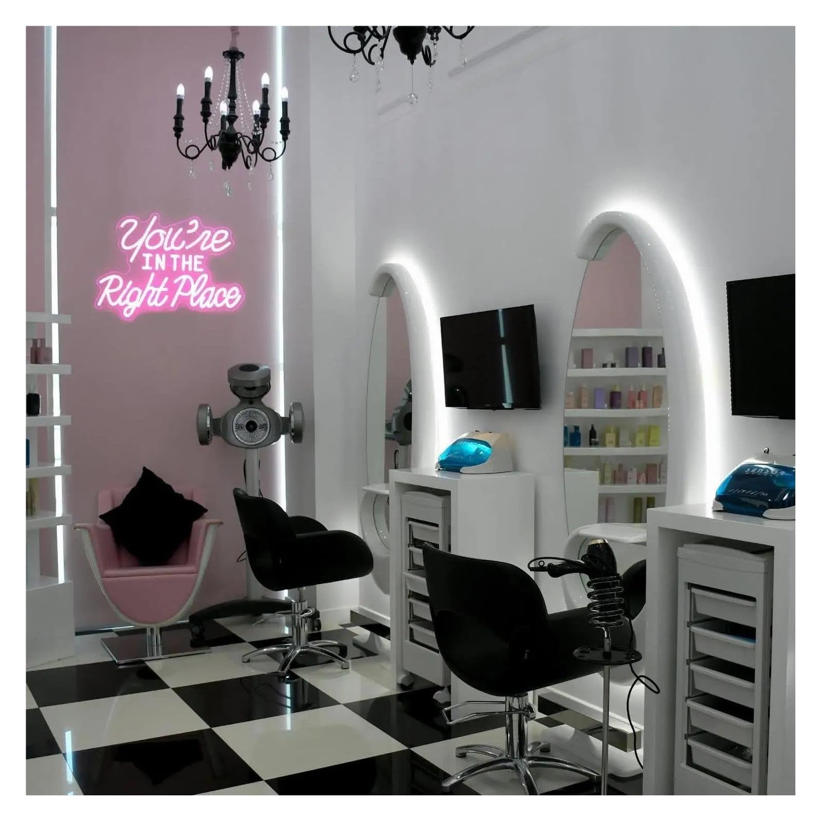 Insegna al Neon Insegna Al Neon You're In The Right Place | Luce LED Dimmerabile USB Per Camera Da Letto Soggiorno Salone Ufficio Palestra Decorazioni 40cmx29.52cm