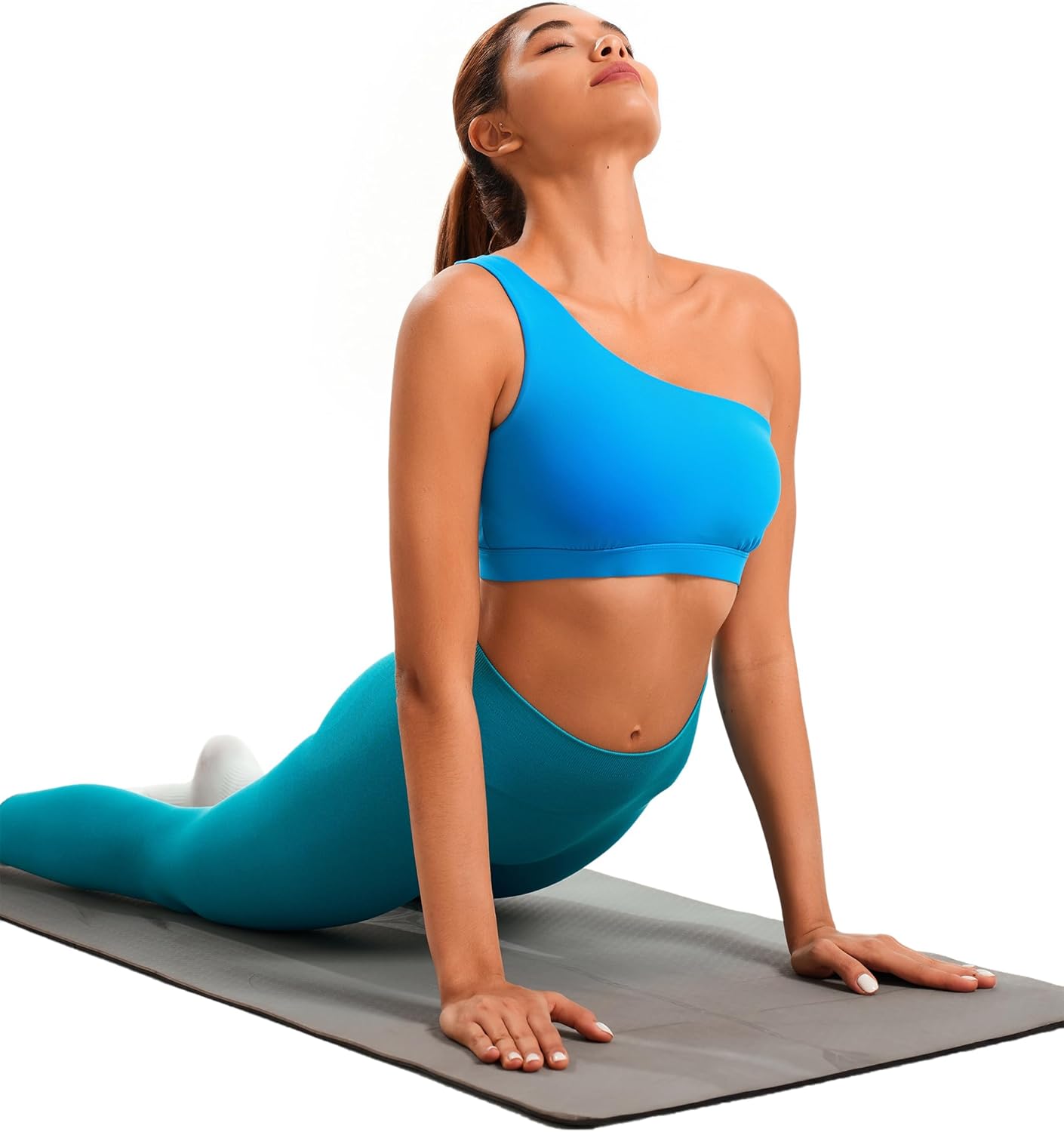 Smooth Sports Bras for Women One Shoulder Low Impact Asymmetrical Workout Tops Padded Yoga Right Shoulder Strap Bra - Image 5