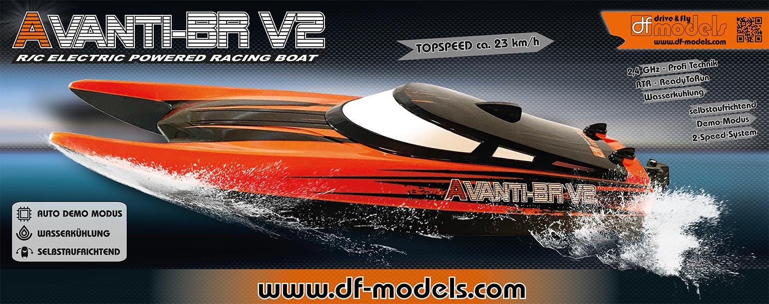 Avanti BR V2 3640 Bateau RTR brossé (L x l x H) 44 x 12 x 10 cm, Environ 580 g, à partir de 14 Ans, avec Batterie et câble de Charge USB, Catamaran de Course télécommandé, Jouet