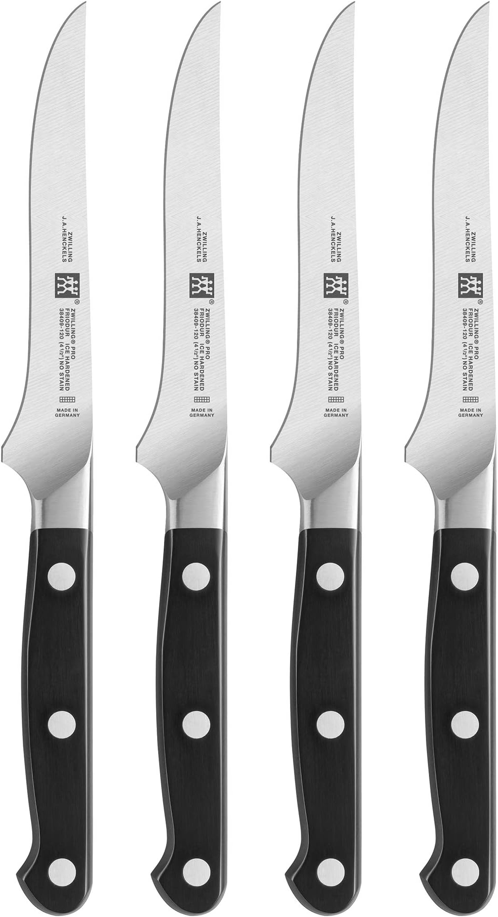 Zwilling J.A. Henckels Pro 4pc Steak Knife Set, Black/Stainless Steel, 4.5" (38430