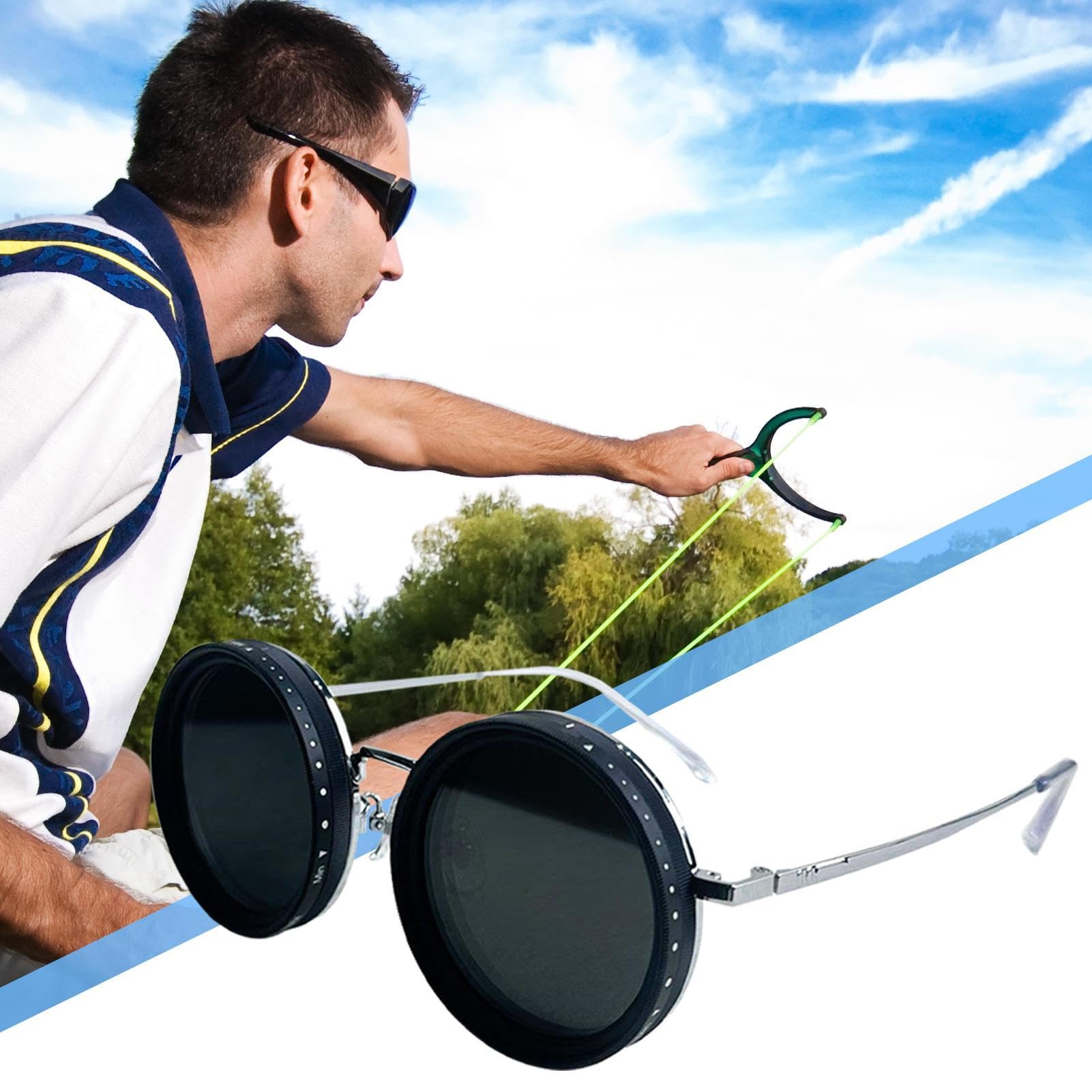 Occhiali da sole polarizzati arrotondati, 1-9 marce, regolabili, con lenti con filtro ND, occhiali da sole rotondi antiriflesso da uomo, per guida, spiaggia, pesca, escursionismo e sport