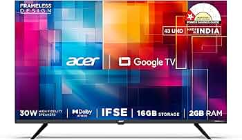 Acer 109 cm (43 inches) G Plus Series 4K Ultra HD LED Smart Google TV AR43UDGGR2851AD