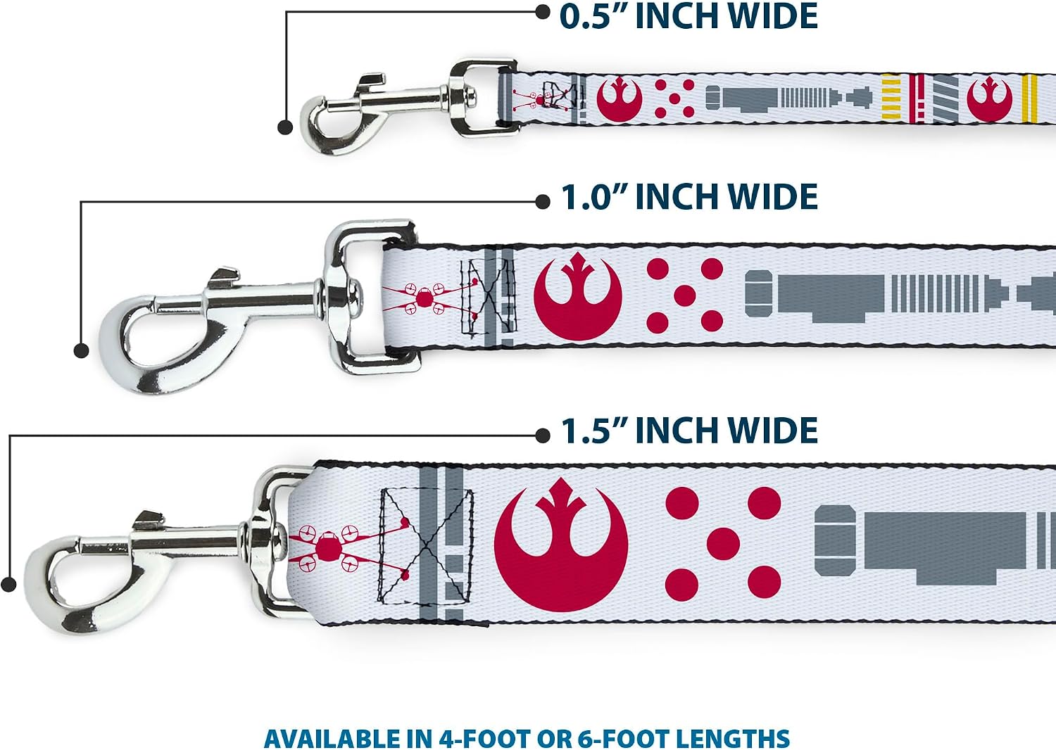 Star Wars Pet Leash, Dog Leash, Star Wars Rebel Pilot Rebel Alliance Insignia X Wing Fighter, 4 Feet Long 1.5 Inch Wide