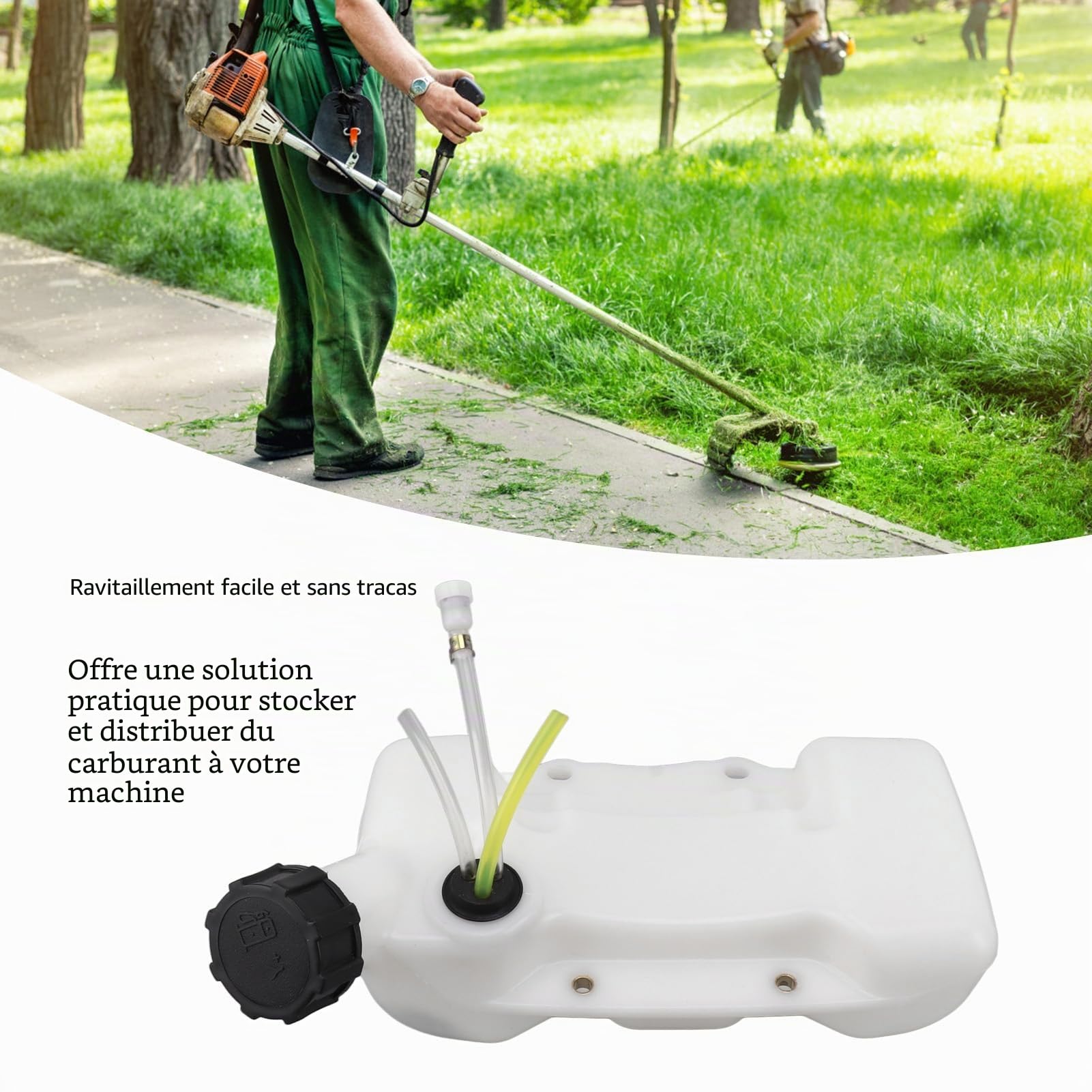 TOPINCN Ensemble de Réservoir de Carburant pour Tondeuse à Gazon TB43 TU43, Grande capacité, Réservoir de Carburant Pratique pour, Assemblage du Trou de Boulon de Capuchon