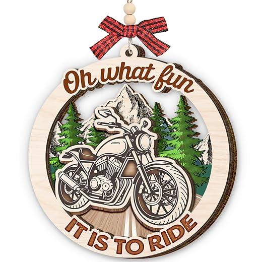 Motorcycle Ornament 2025, Vehicle Ornaments for Christmas Tree Decorations, Wooden Ornaments Funny Gifts for Men, Friends, Gifts for Riders Men, Gift for Motorcycle Lovers