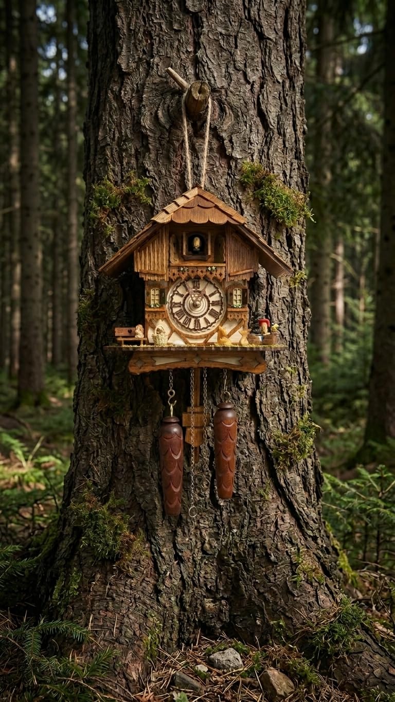 Cuckoo-Palace Orologio a cucù Tedesco - Chalet Romantico Valle dei mulini della Foresta Nera - con Animali meravigliosi - con Movimento al Quarzo Alto 26 cm