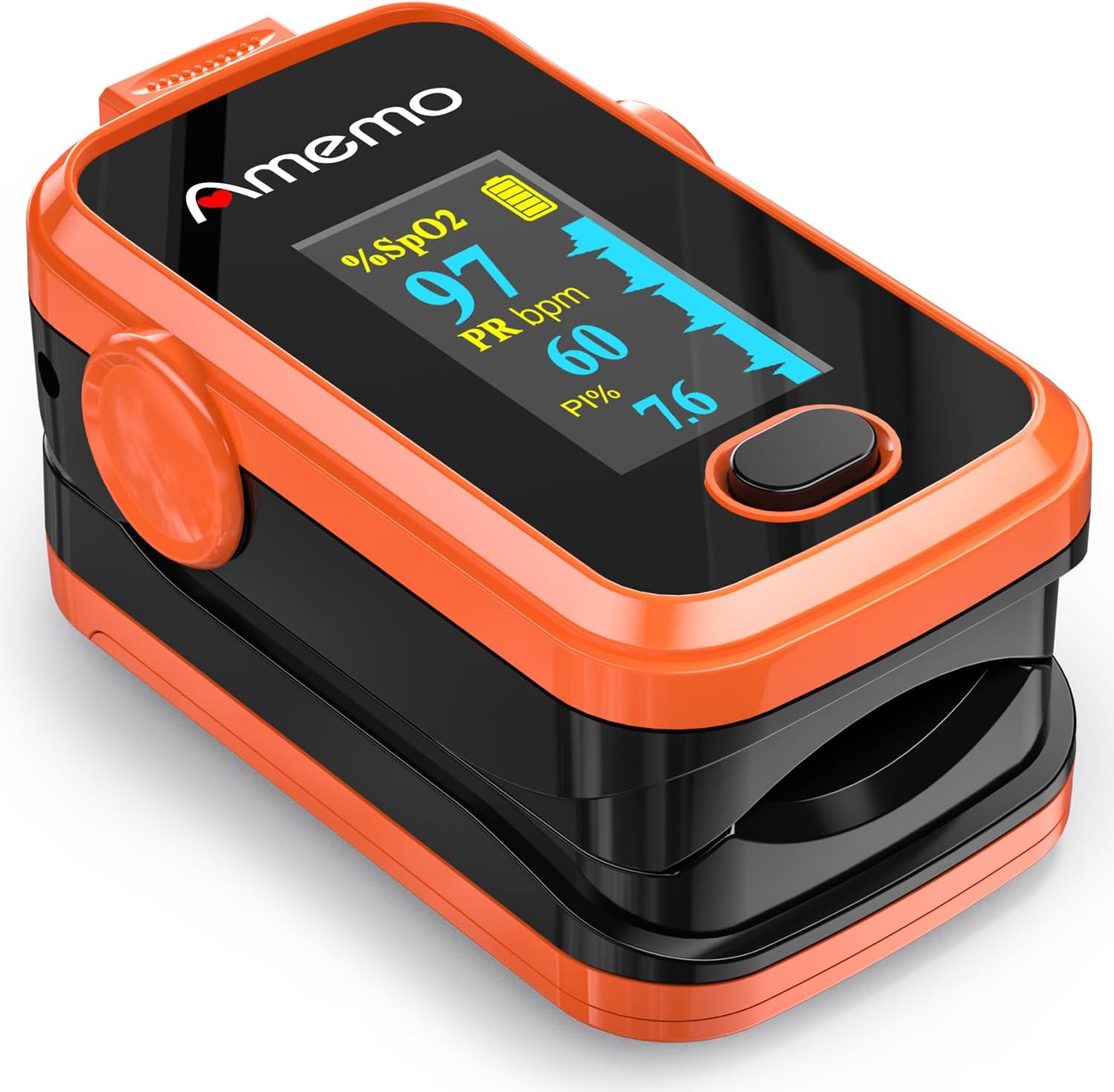 Pulse Oximeter,OLED Display Oxygen Monitor Fingertip,Blood Oxygen Saturation Monitor(SpO2) with Carrying Case,Silicone Cover (Orange)