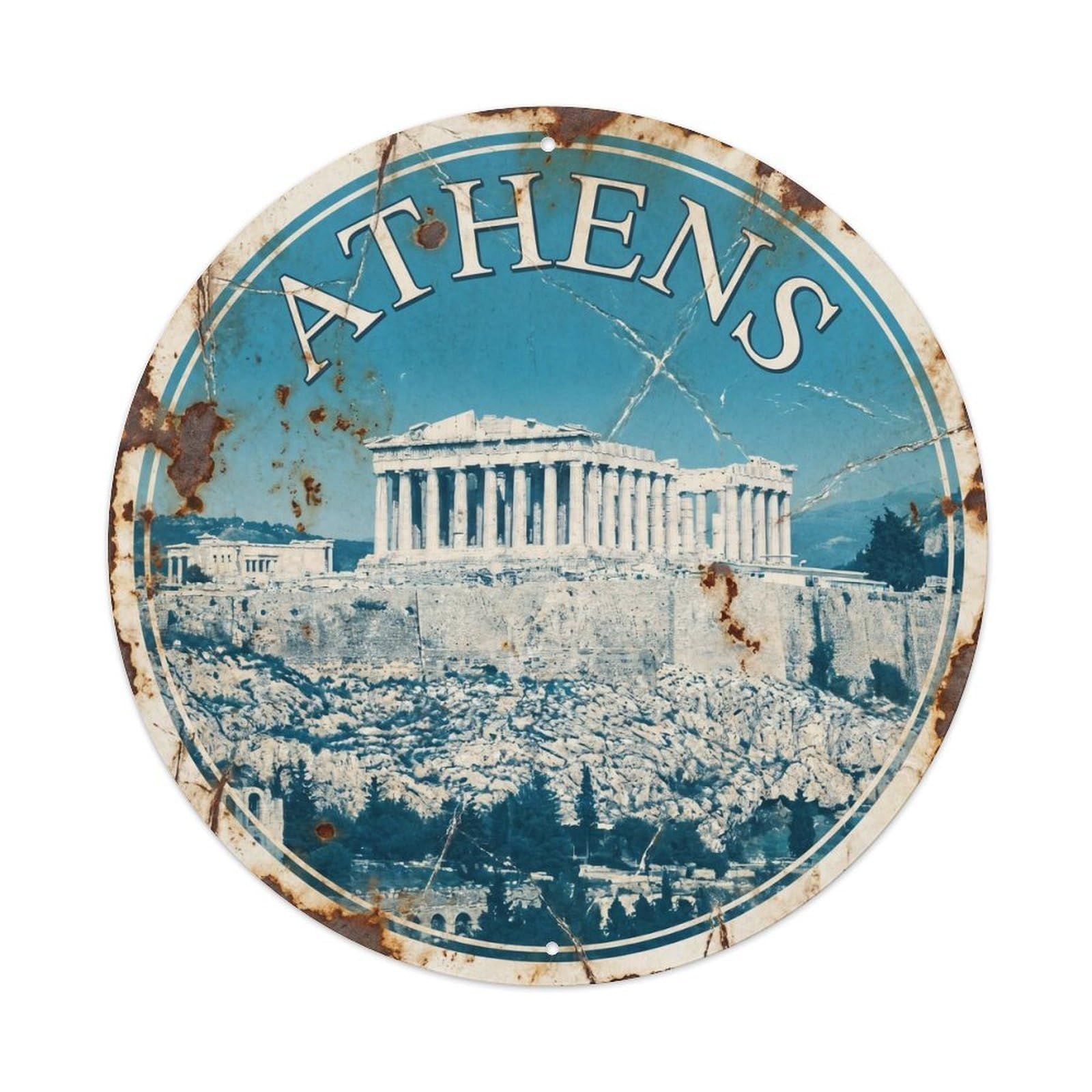 Vintage Travel Athens Acropolis Historic 1 Metal Tin Sign Plaque
