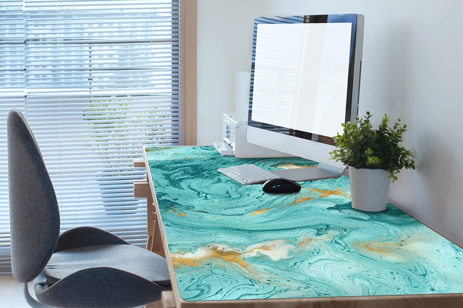 Decormat Gaming Tappetino computer da scrivania per ufficio Desk mat 120x60cm - Marmo turchese