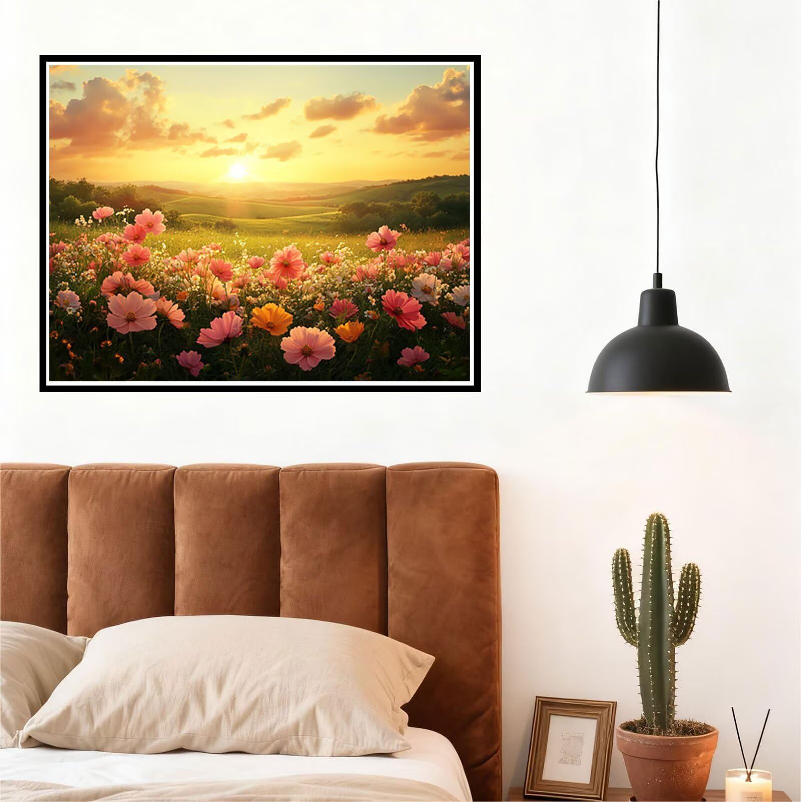 Sonnenuntergang Malen Nach Zahlen Erwachsene Blume Malen Nach Zahlen Kinder ab 7, Set Erwachsene Bastelsachen Kreativ Set für Kinder Geschenke für Männer, Weihnachten Halloween Deko 60x80cm H - 954