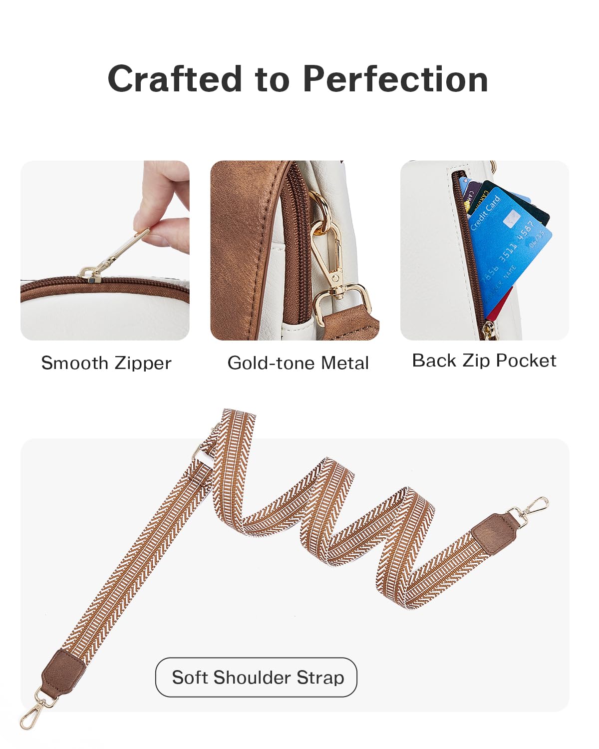 Bolso cruzado pequeño para teléfono celular, bolso cruzado para mujer, cartera de viaje de cuero, bolsos de hombro con ranuras para tarjetas, marrón y blanco, Bolso cruzado para teléfono 5