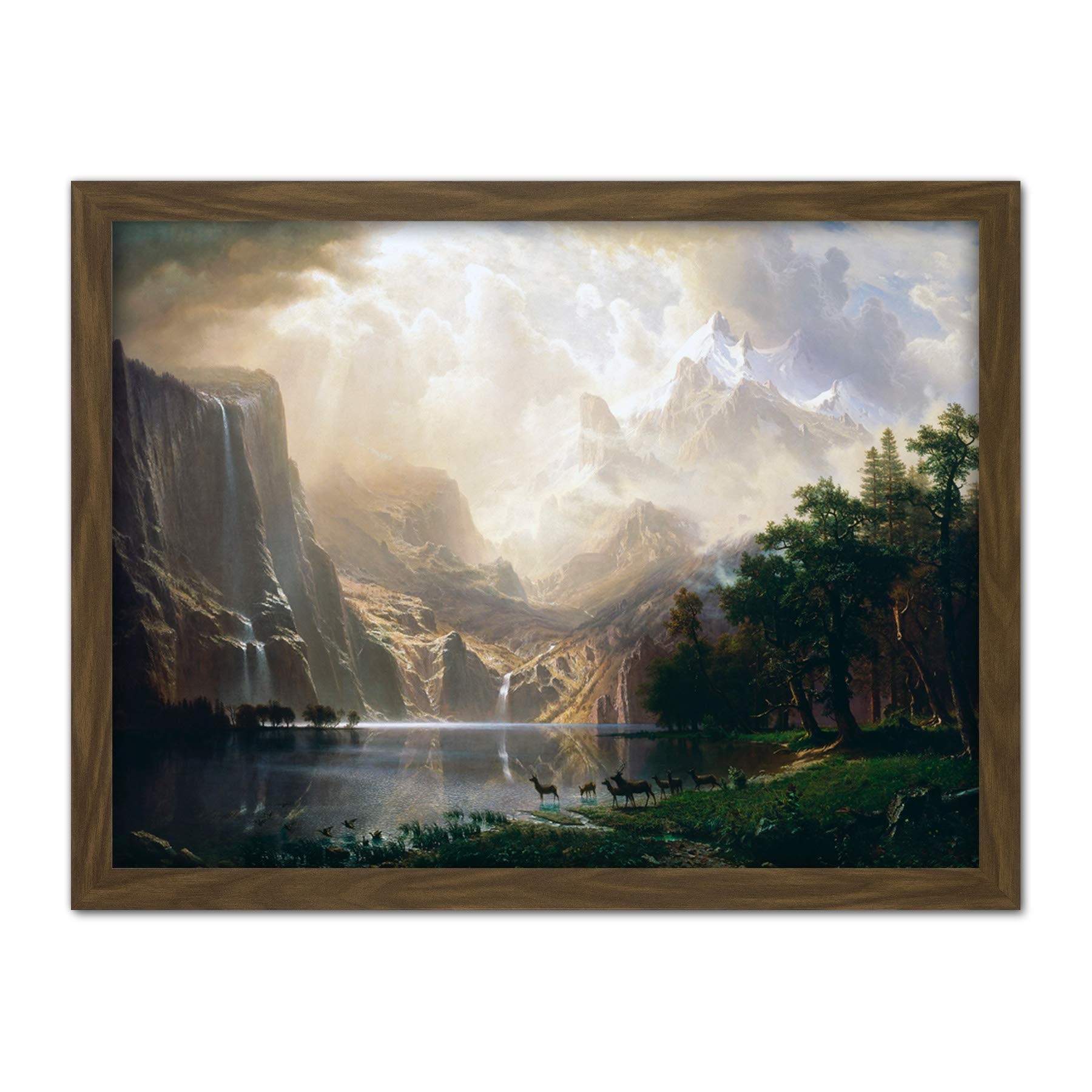Bierstadt Among Sierra Nevada California Painting Large Framed Art Print Poster Wall Decor 18x24 in