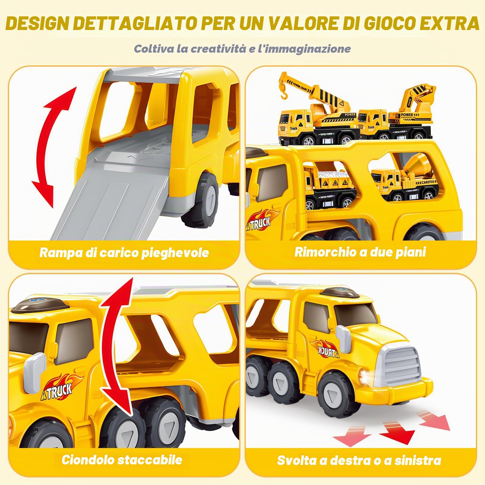 EUCOCO Camion Giocattolo Bambino 1-6 Anni Macchinine Regalo Compleanno