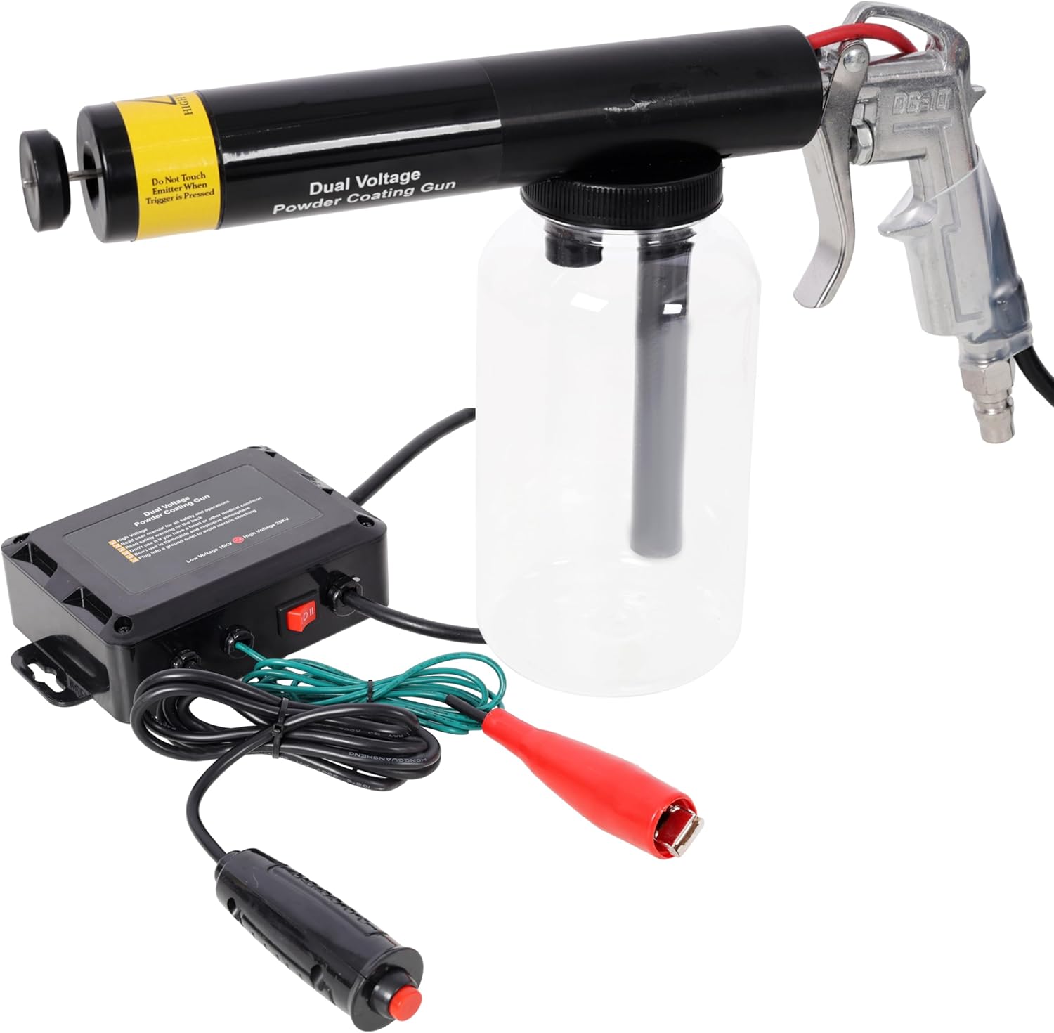 Dual Voltage 15KV/25KV Powder Coating System Electrostatic Powder Coating Machine with Clear Bottle 120V 60Hz Portable Sprayer for DIY and Industrial Use