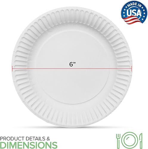 Miniatura 3 de Stock Your Home Platos de papel de 6 pulgadas sin recubrimiento, platos de postre desechables para todos los días, plato de papel de 6 pulgadas, a
