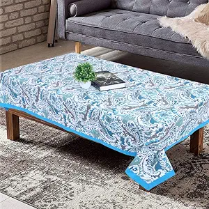 Texstylers Blue Paisley Cotton 4 Seater Rectangular 40x60 Inches Center Table Cloth