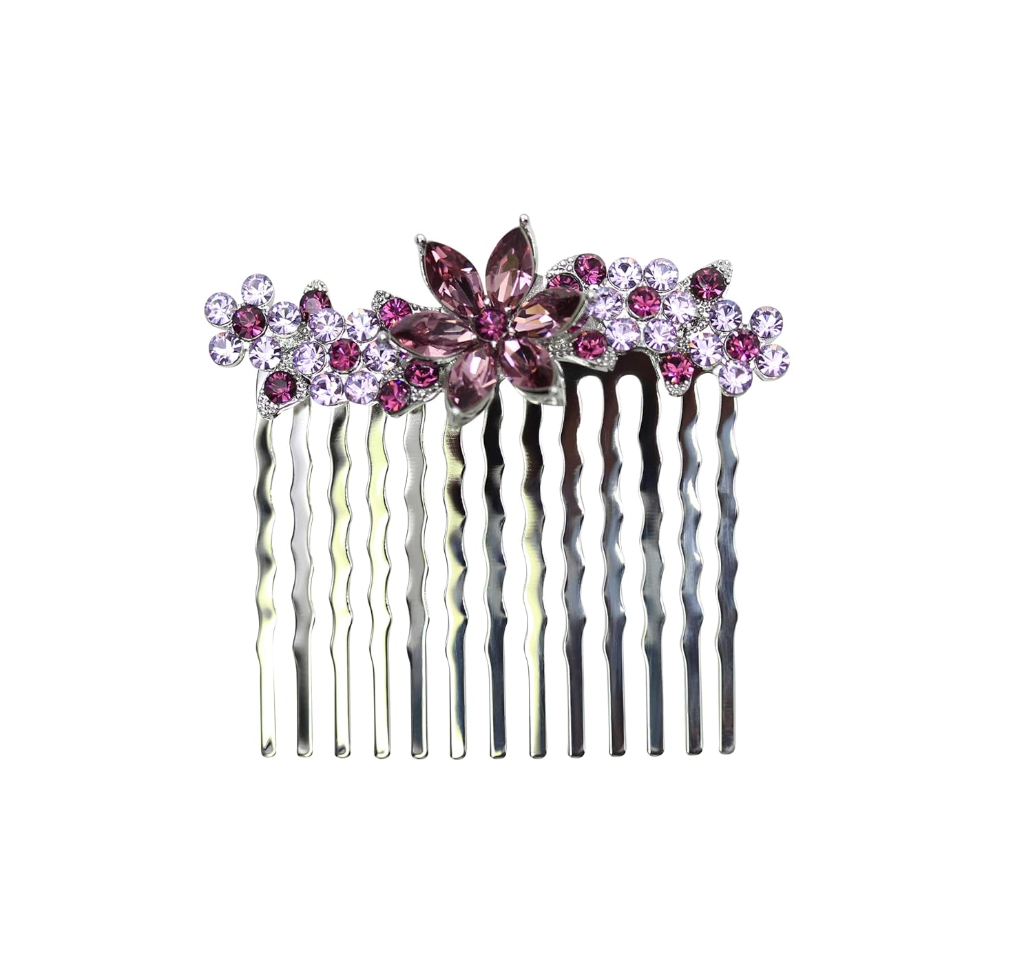 Faship Purple Rhinestone Crystal Floral Small