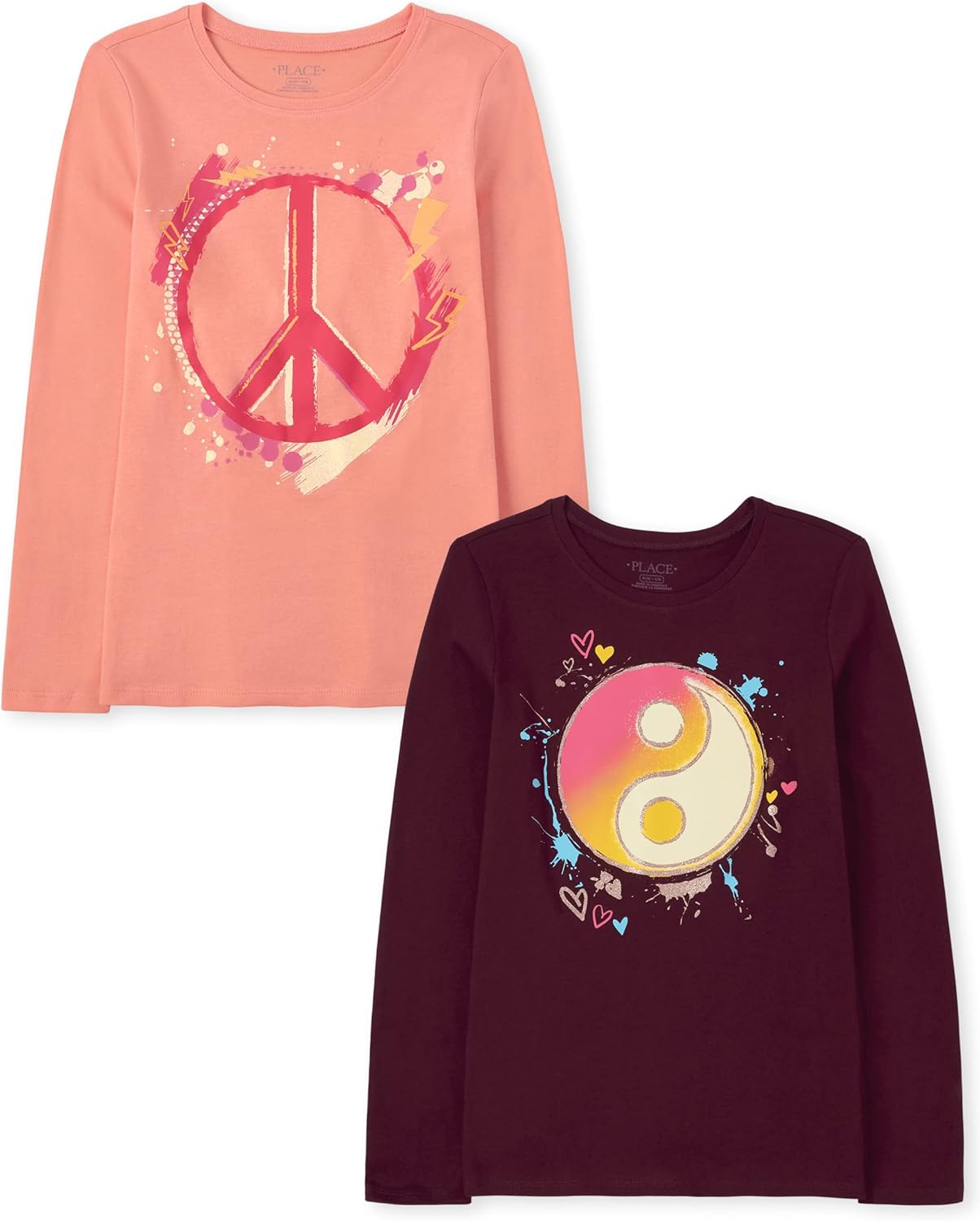 The Children's Place Girls' Unicorns,Sports,Butterflies Long Sleeve Graphic T-Shirts,2 Pack
