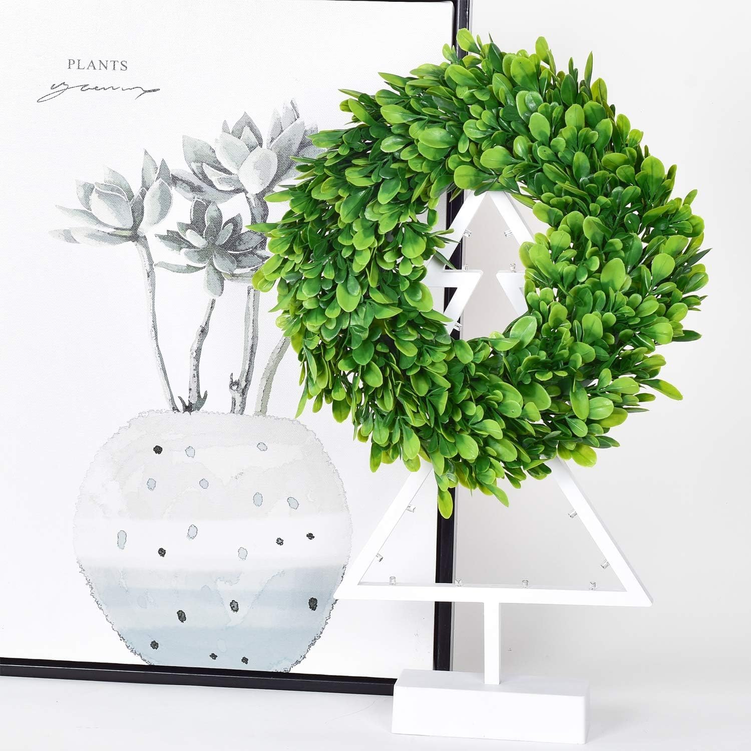 Lvydec 4 Pack Artificial Small Boxwood Wreath Decoration - 11" Mini-Sized Green Candle Wreath for Wall Window Home Decoration - Image 3
