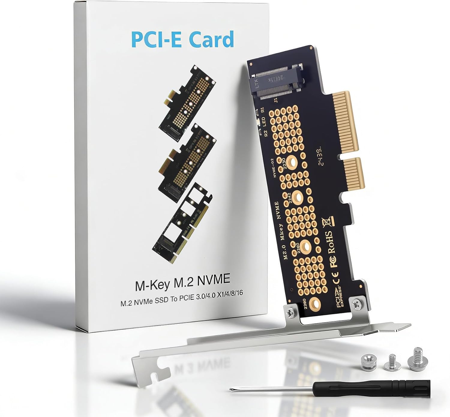 Duttek M.2 NVME to PCIe 3.0/4.0 x4 Adapter Card, SSD Converter for Desktop PC, Supports Gen3/Gen4 x4 Slot, 22110/2280/2260 Compatibility